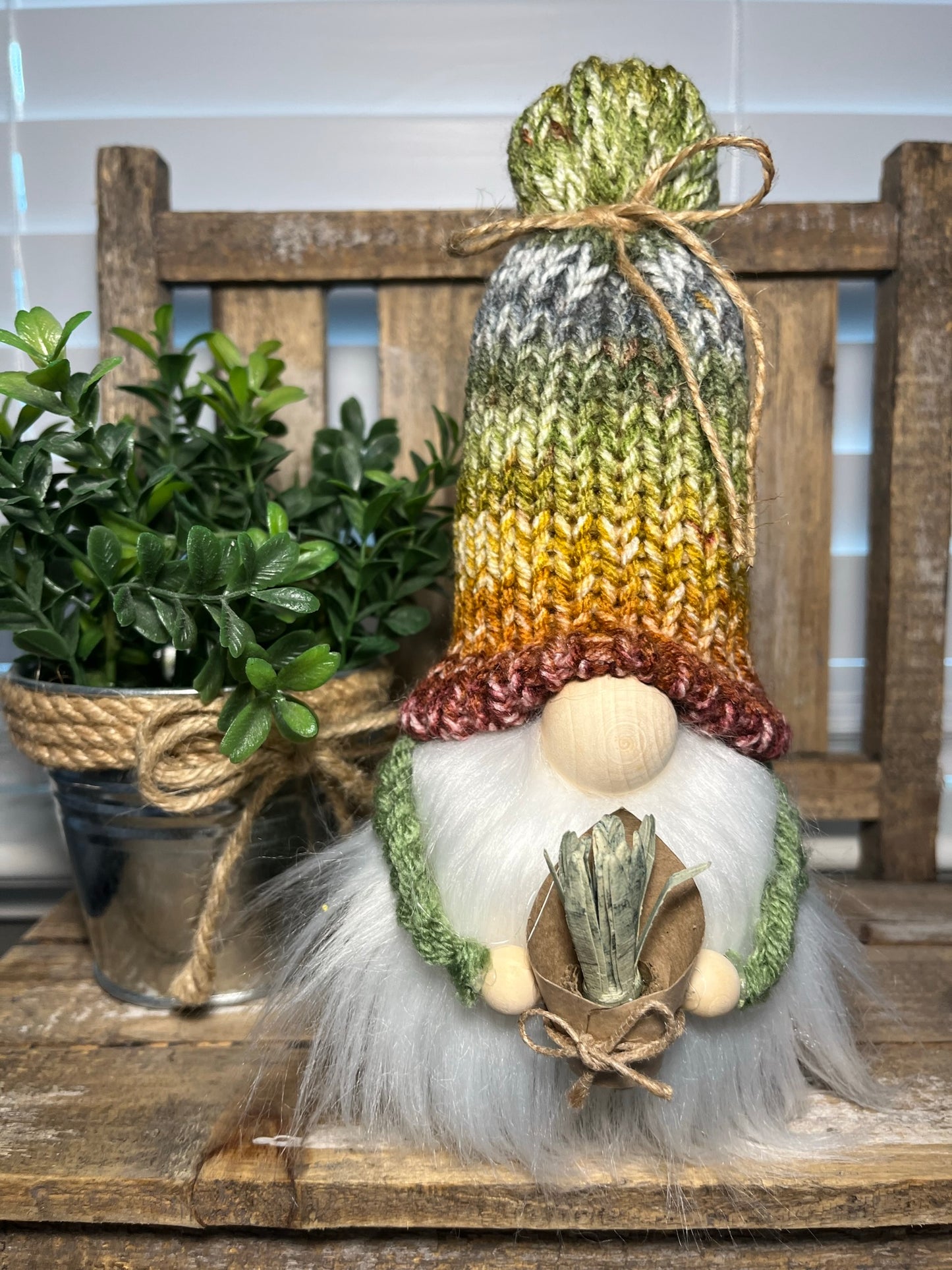 Cactus Gnome / Succulent Home Decor / Tiered Tray Display Accessories