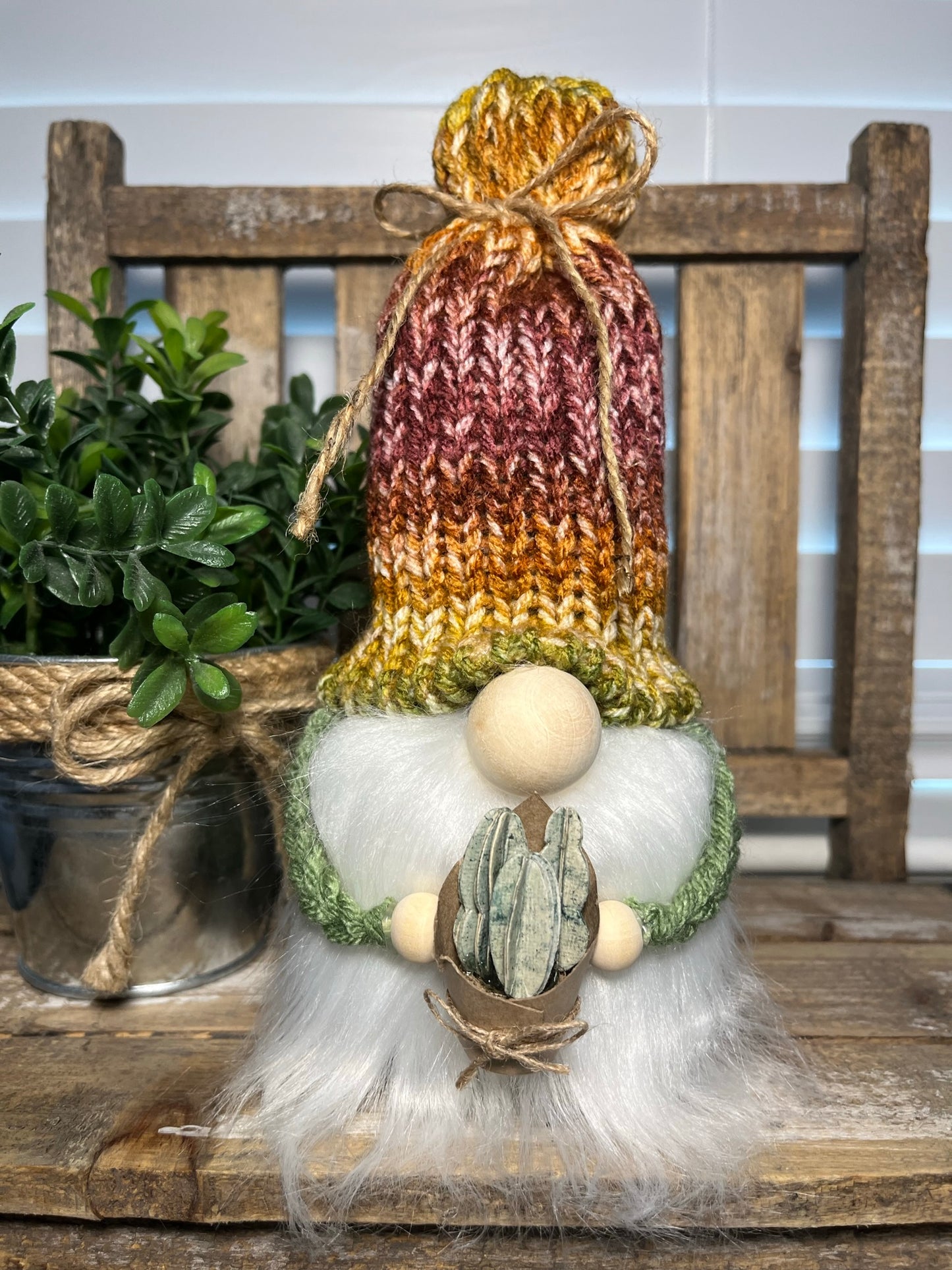 Cactus Gnome / Succulent Home Decor / Tiered Tray Display Accessories