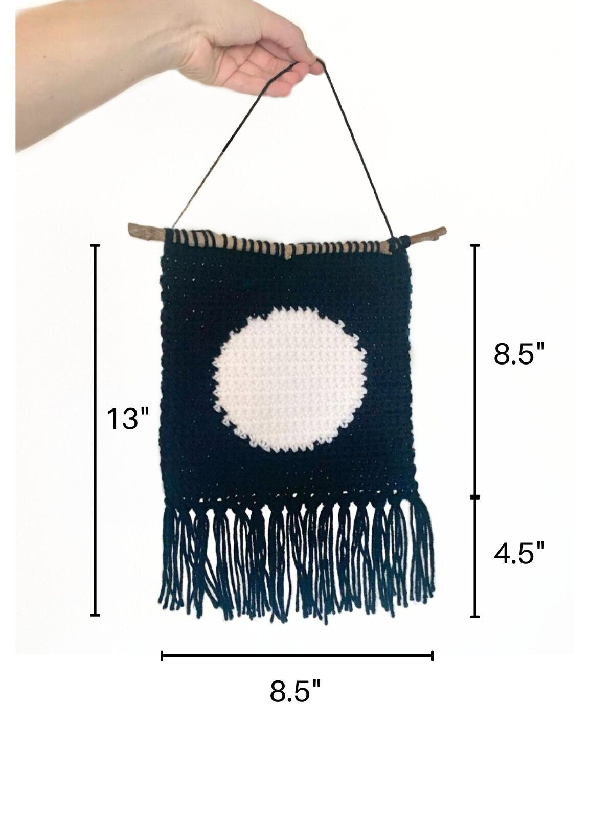 Moon and Sun Wall Hanging / Celestial decor / Boho Retro Style Fiber Wall Art