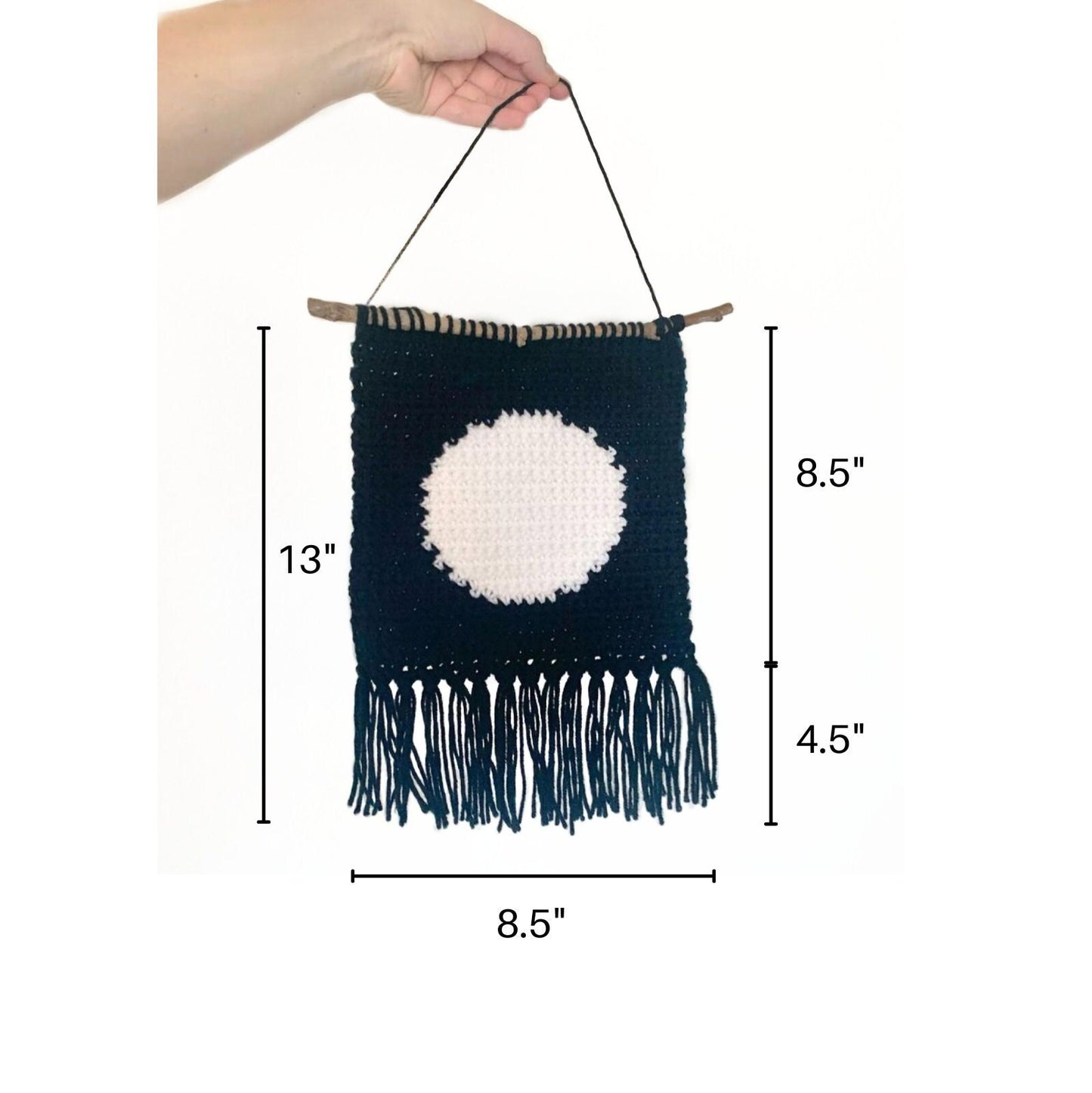 Moon and Sun Wall Hanging / Celestial decor / Boho Retro Style Fiber Wall Art