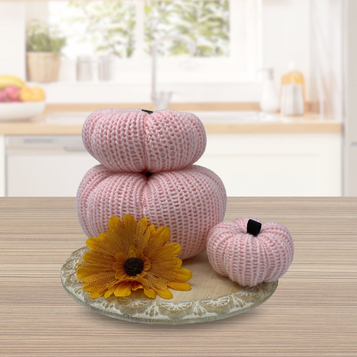 Pink Fall Pumpkins / Autumn Tiered Tray Decor / Rustic Farmhouse Decorations / Breast Cancer Awareness decorations