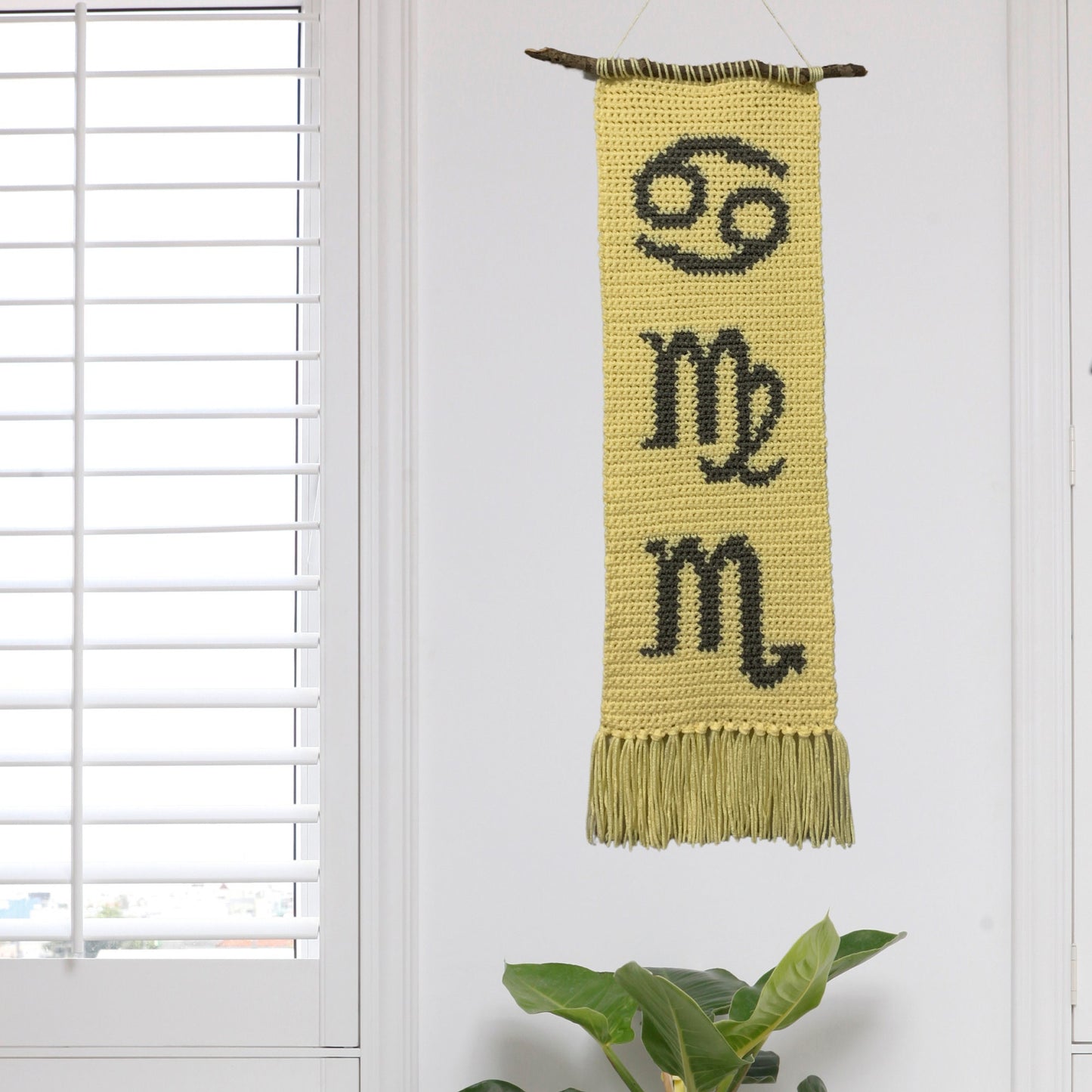 Sun Moon and Rising Astrology Wall Hanging / Zodiac Wall Hanging / Celestial decor / Farmhouse Style Fiber Wall Art