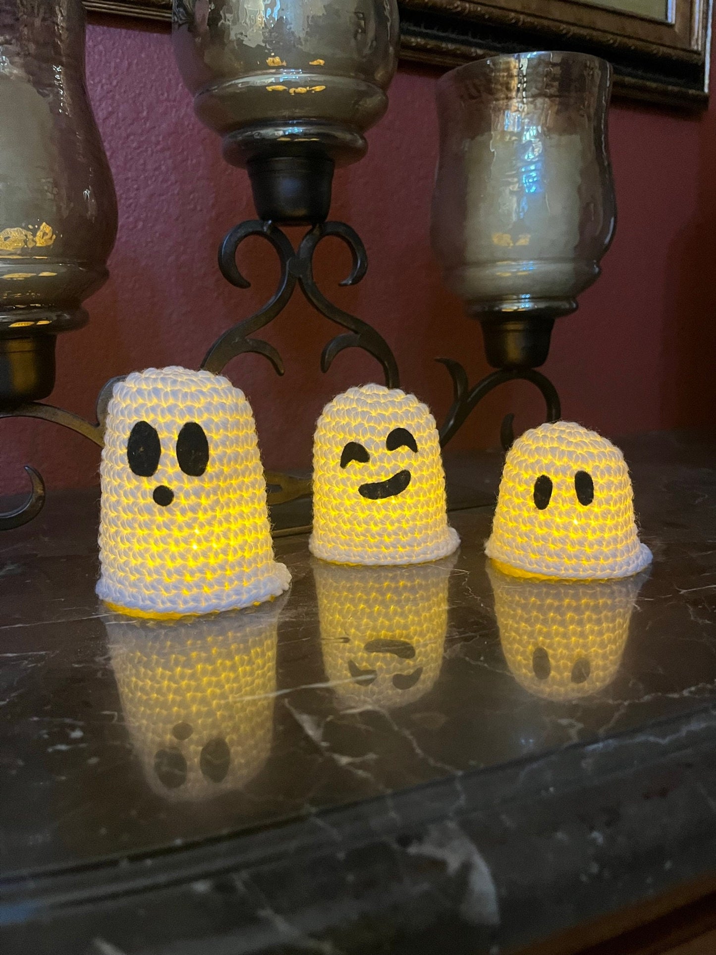 Ghost Family Tiered Tray Decor / Spooky Haunting Display / Light Up Halloween Decorations for Mantle or Table Top