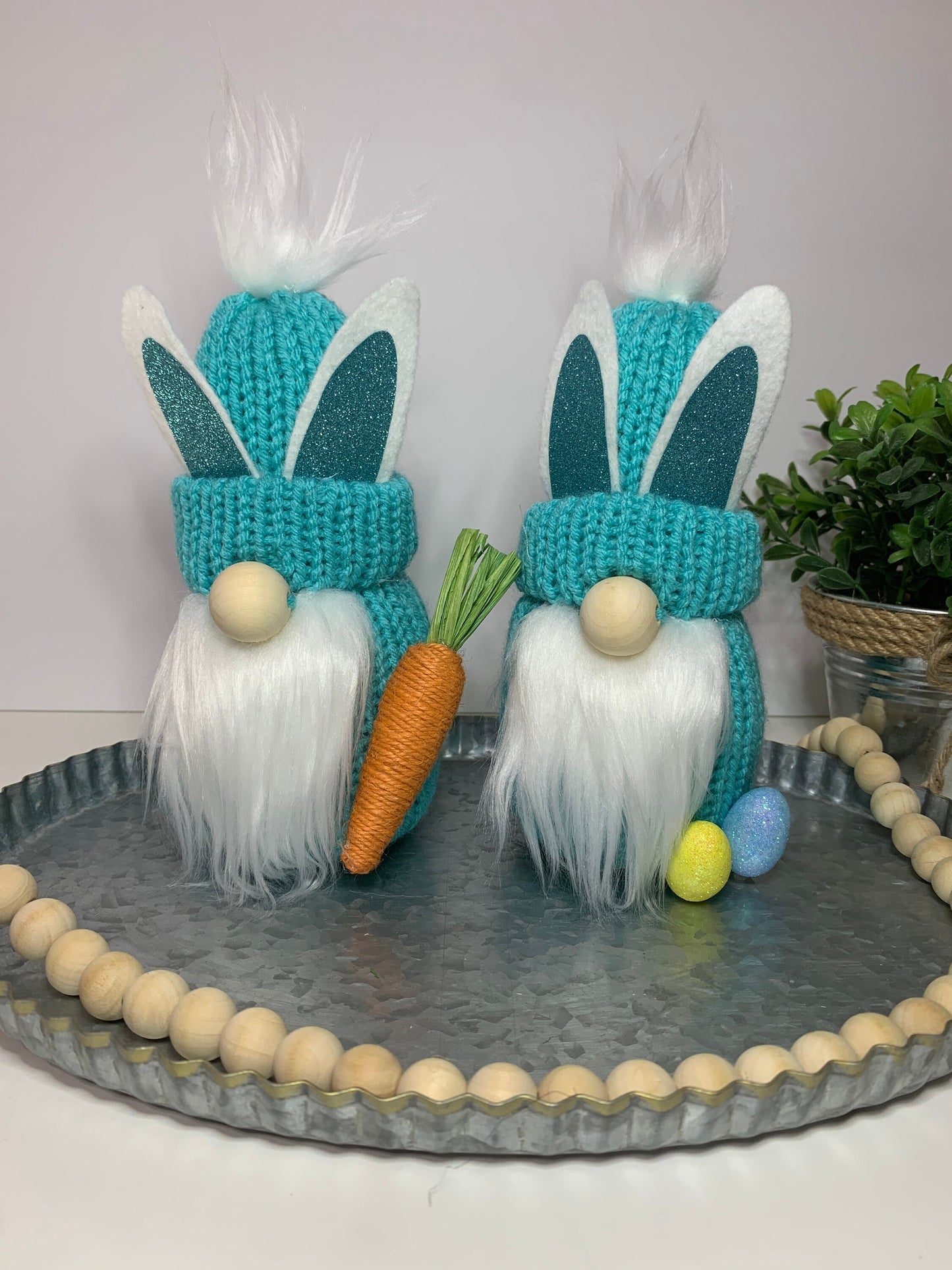 Easter Farmhouse Gnome / Tiered Tray Decor / Rustic Spring Gnome / Bunny Rabbit Gnome