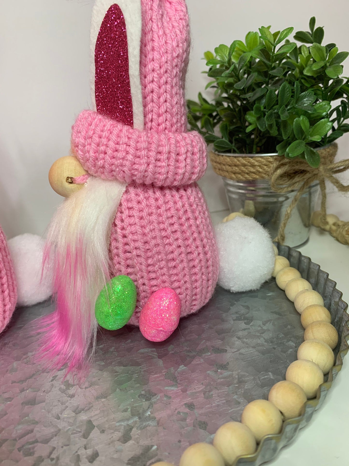 Easter Farmhouse Gnome / Tiered Tray Decor / Rustic Spring Gnome / Bunny Rabbit Gnome