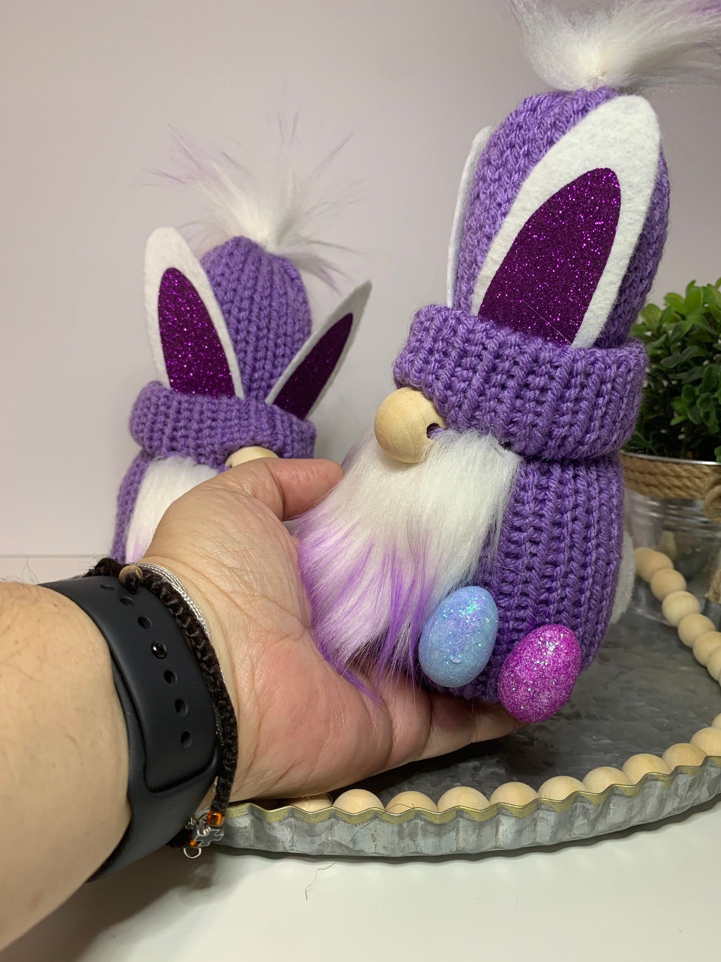 Easter Farmhouse Gnome / Tiered Tray Decor / Rustic Spring Gnome / Bunny Rabbit Gnome