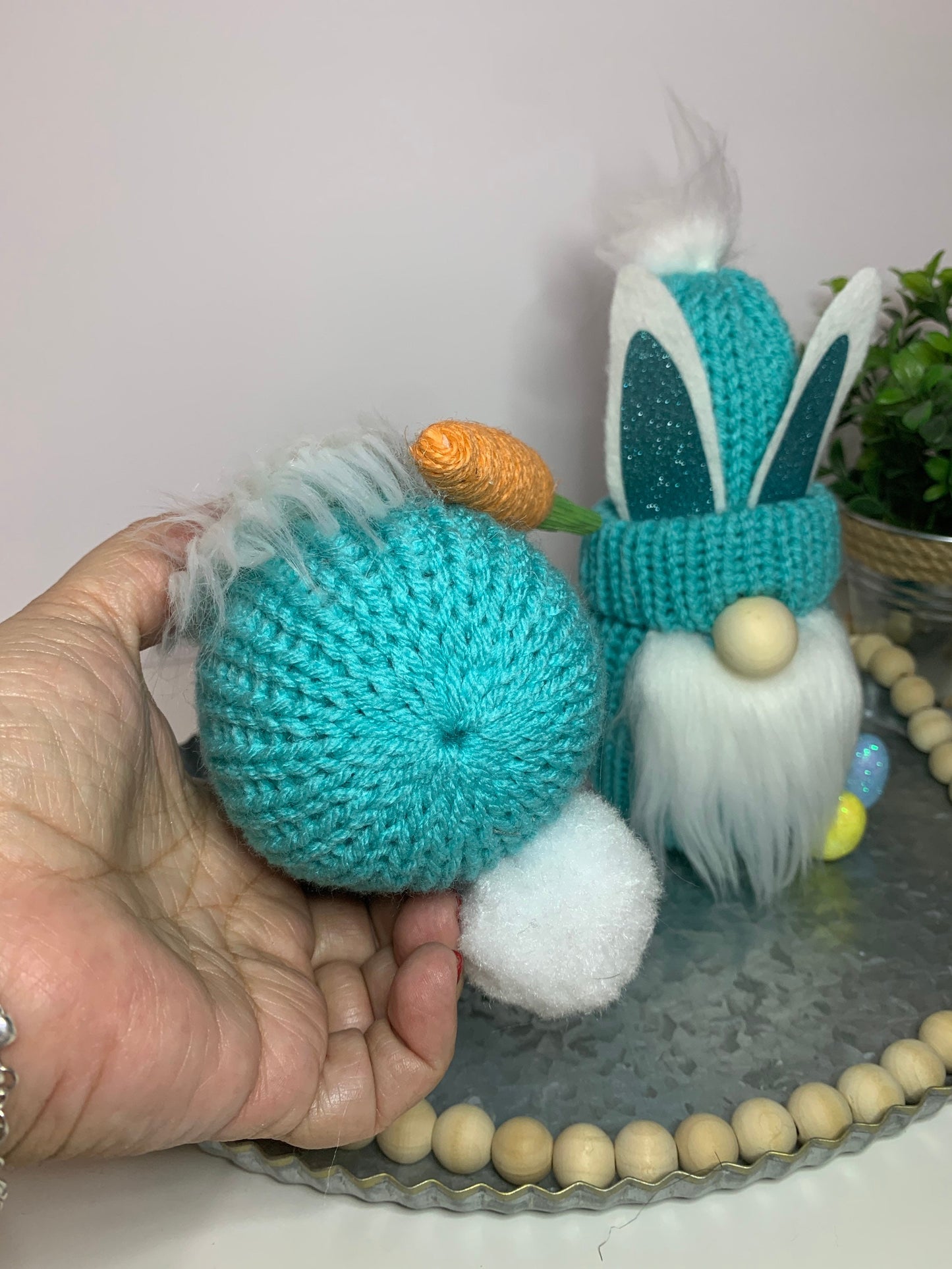 Easter Farmhouse Gnome / Tiered Tray Decor / Rustic Spring Gnome / Bunny Rabbit Gnome