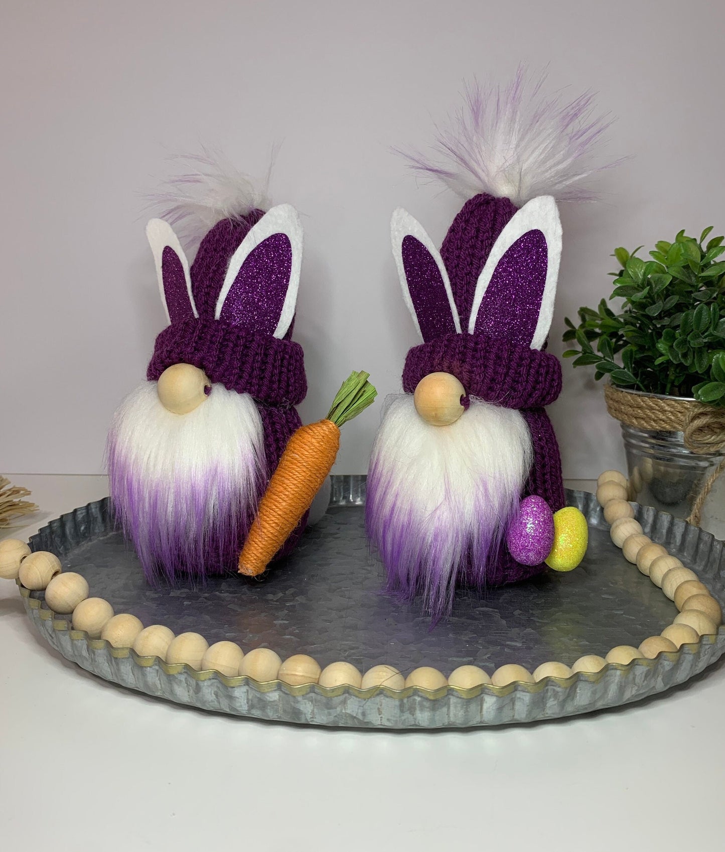 Easter Farmhouse Gnome / Tiered Tray Decor / Rustic Spring Gnome / Bunny Rabbit Gnome