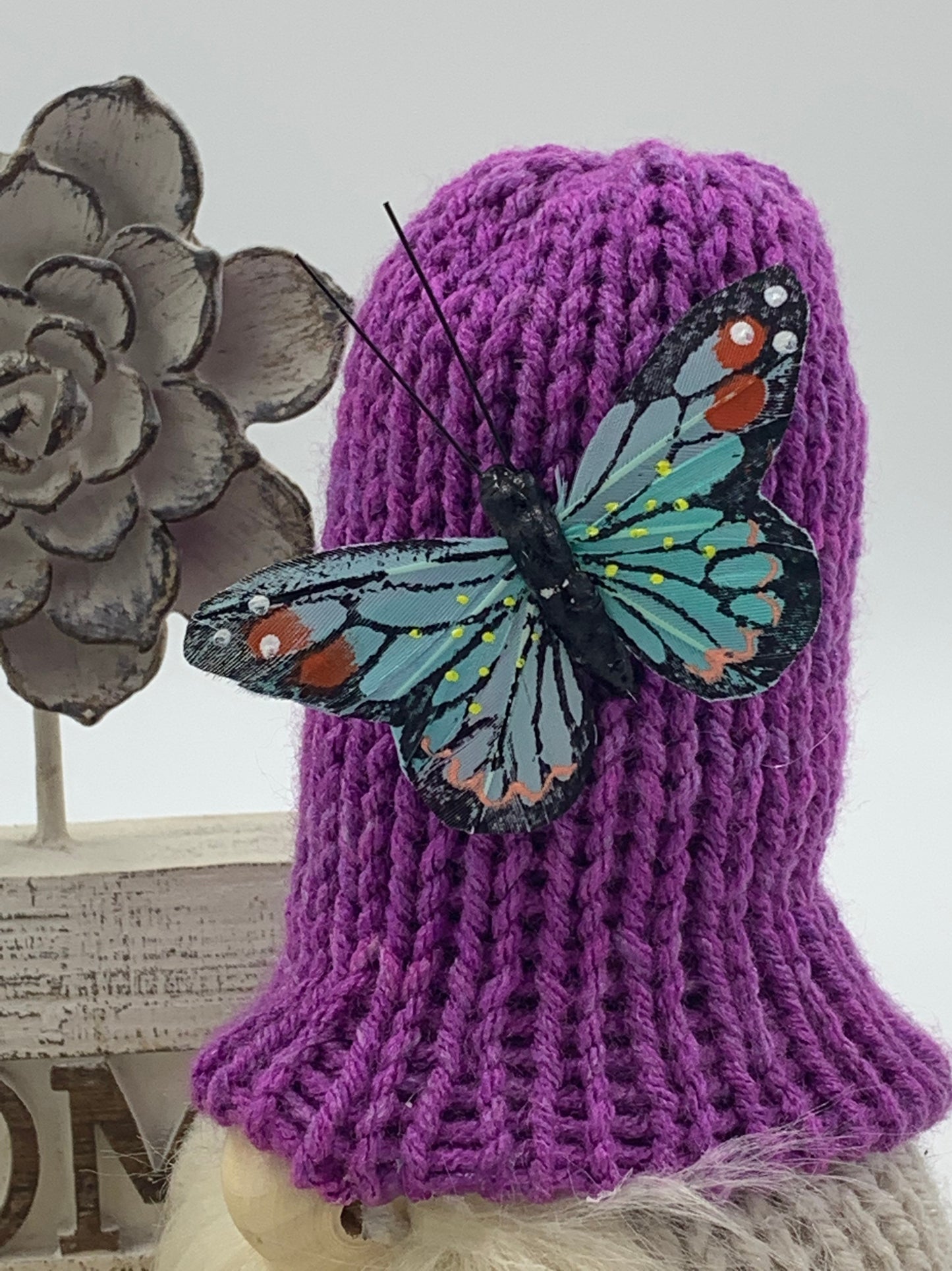 Butterfly Gnome / Tiered Tray Decor / Flower Garden Gnome