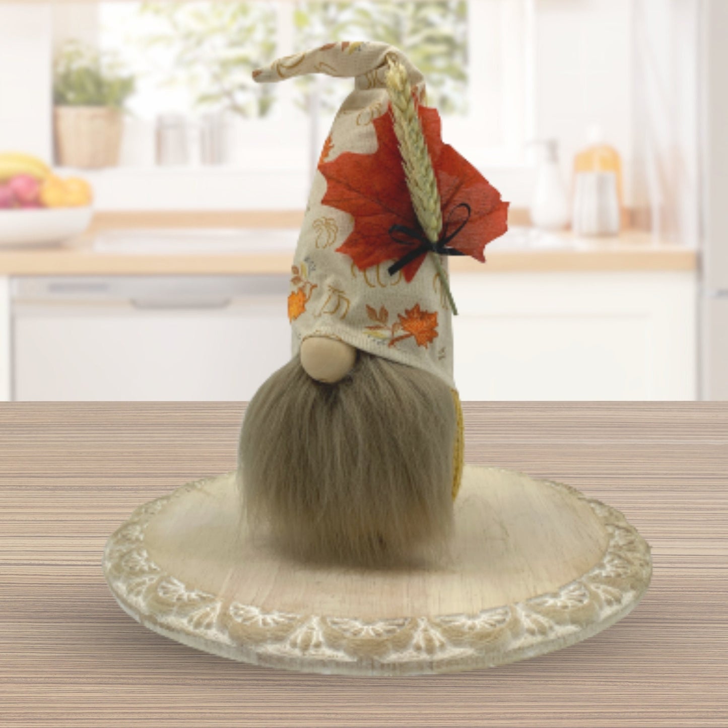 Pumpkins and Falling Leaves Gnome / Autumn Harvest Tiered Tray Decor / Fall Gnome Decorations