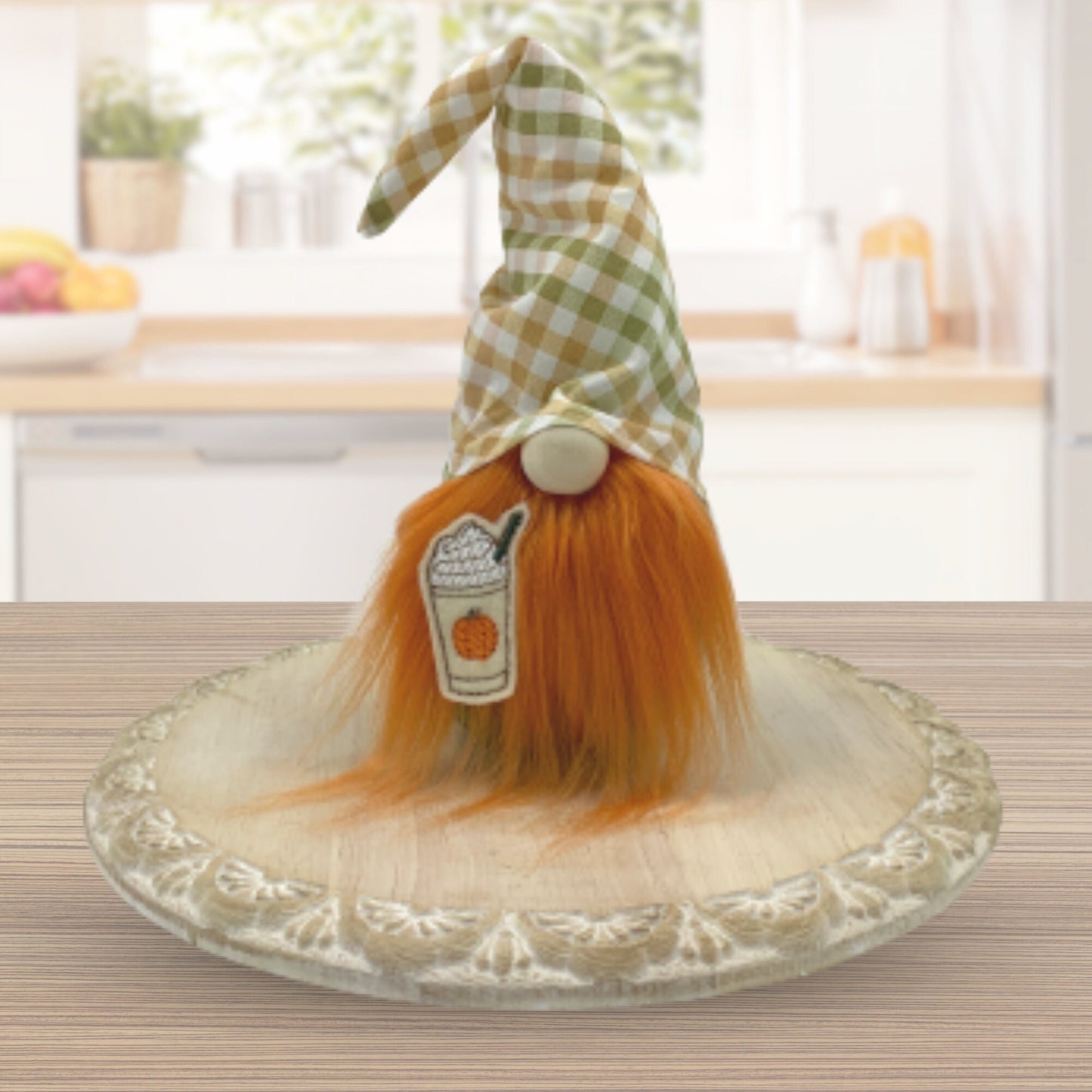 Pumpkin Spice Coffee Gnome / Ginger Autumn Tiered Tray Decor / Fall Gnome Decorations