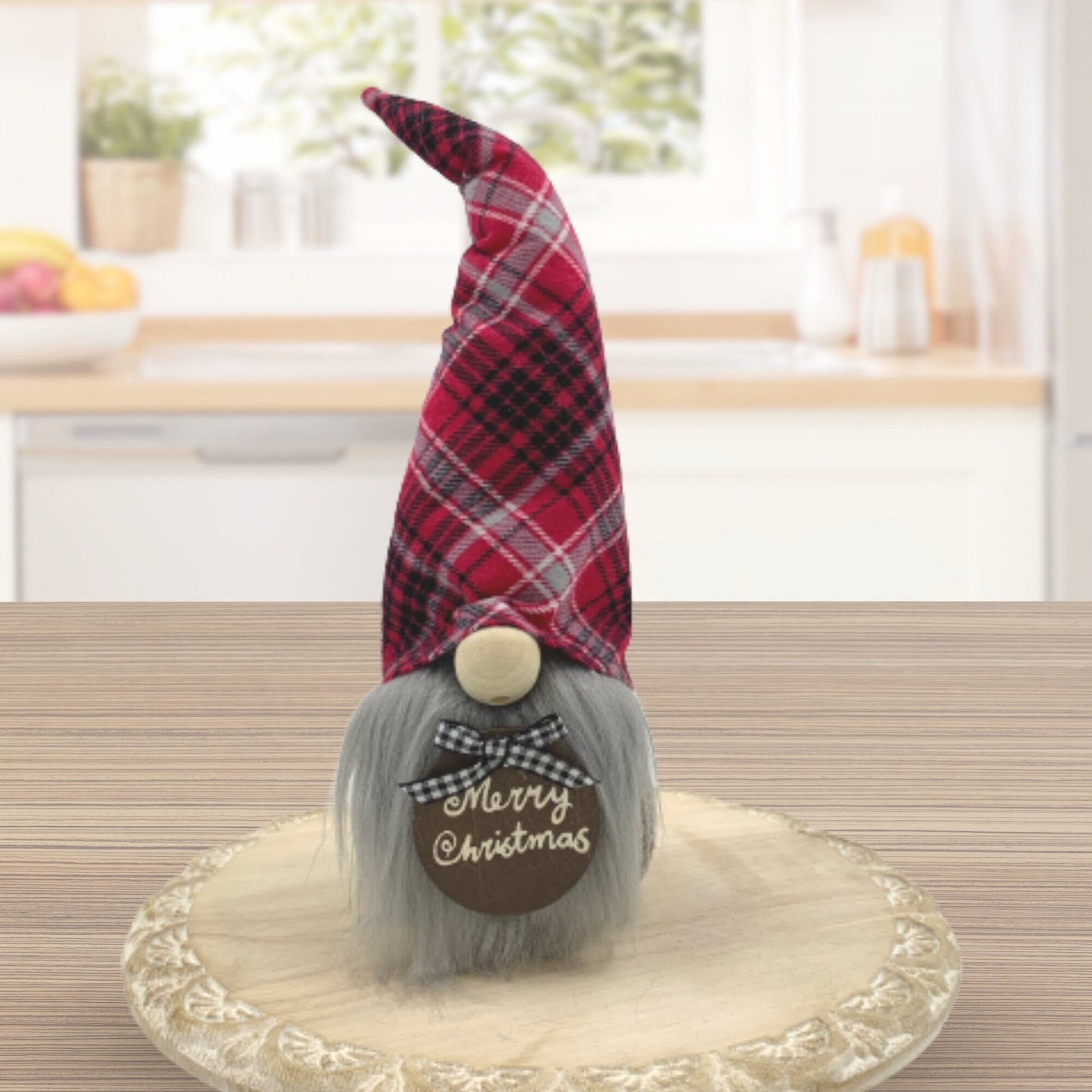 Plaid Merry Christmas Gnome / Holiday Tiered Tray Decor / Winter Gnome Decorations