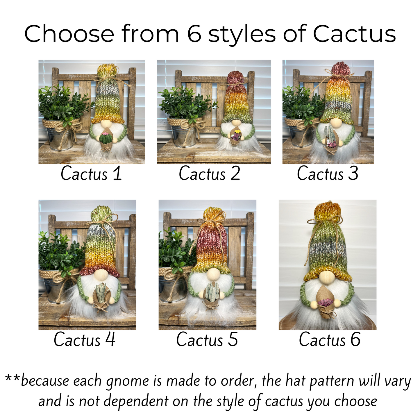 Cactus Gnome / Succulent Home Decor / Tiered Tray Display Accessories