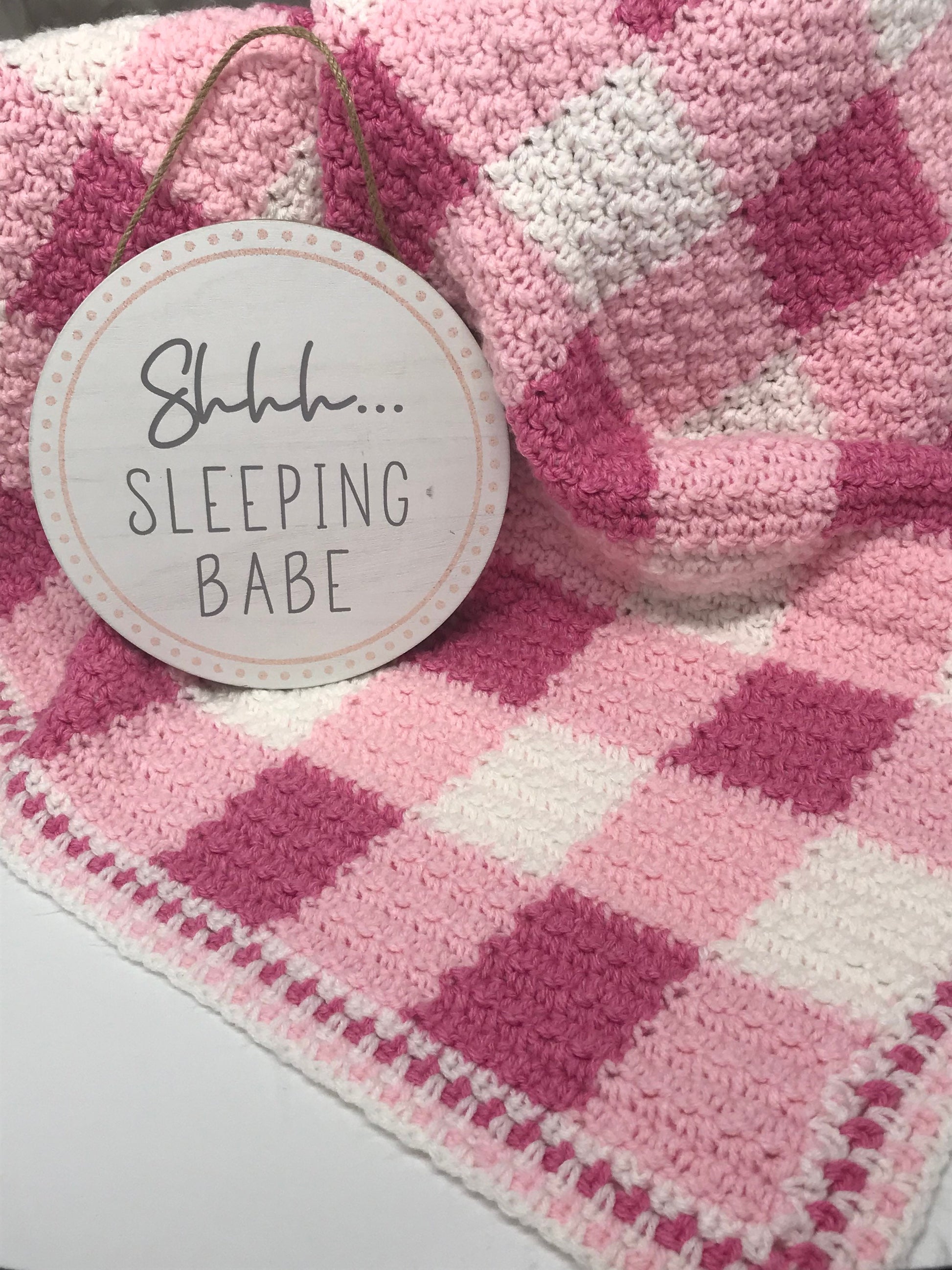 Plaid Baby blanket / Gingham Crochet Throw / Baby Shower Gift