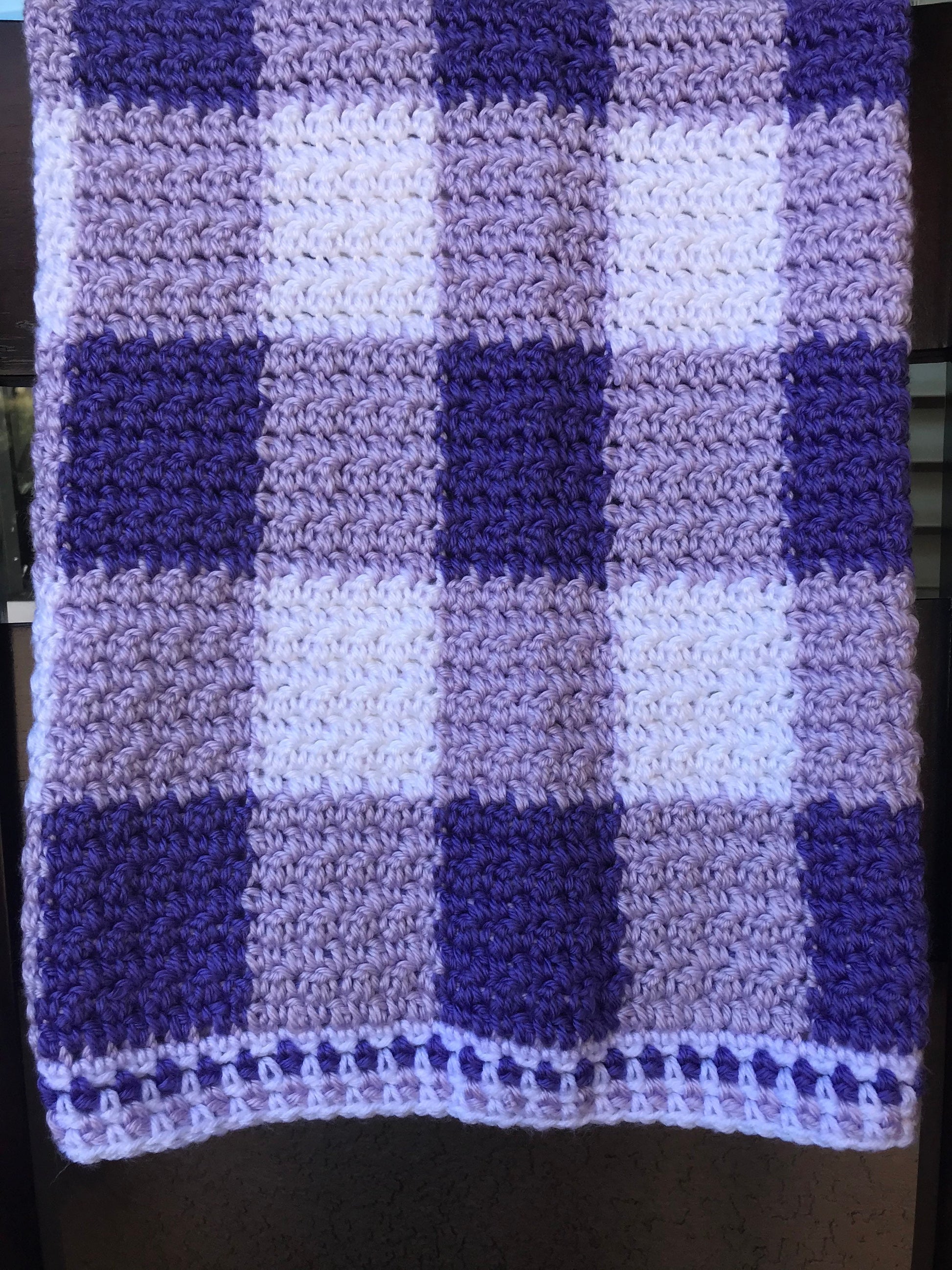 Plaid Baby blanket / Gingham Crochet Throw / Baby Shower Gift