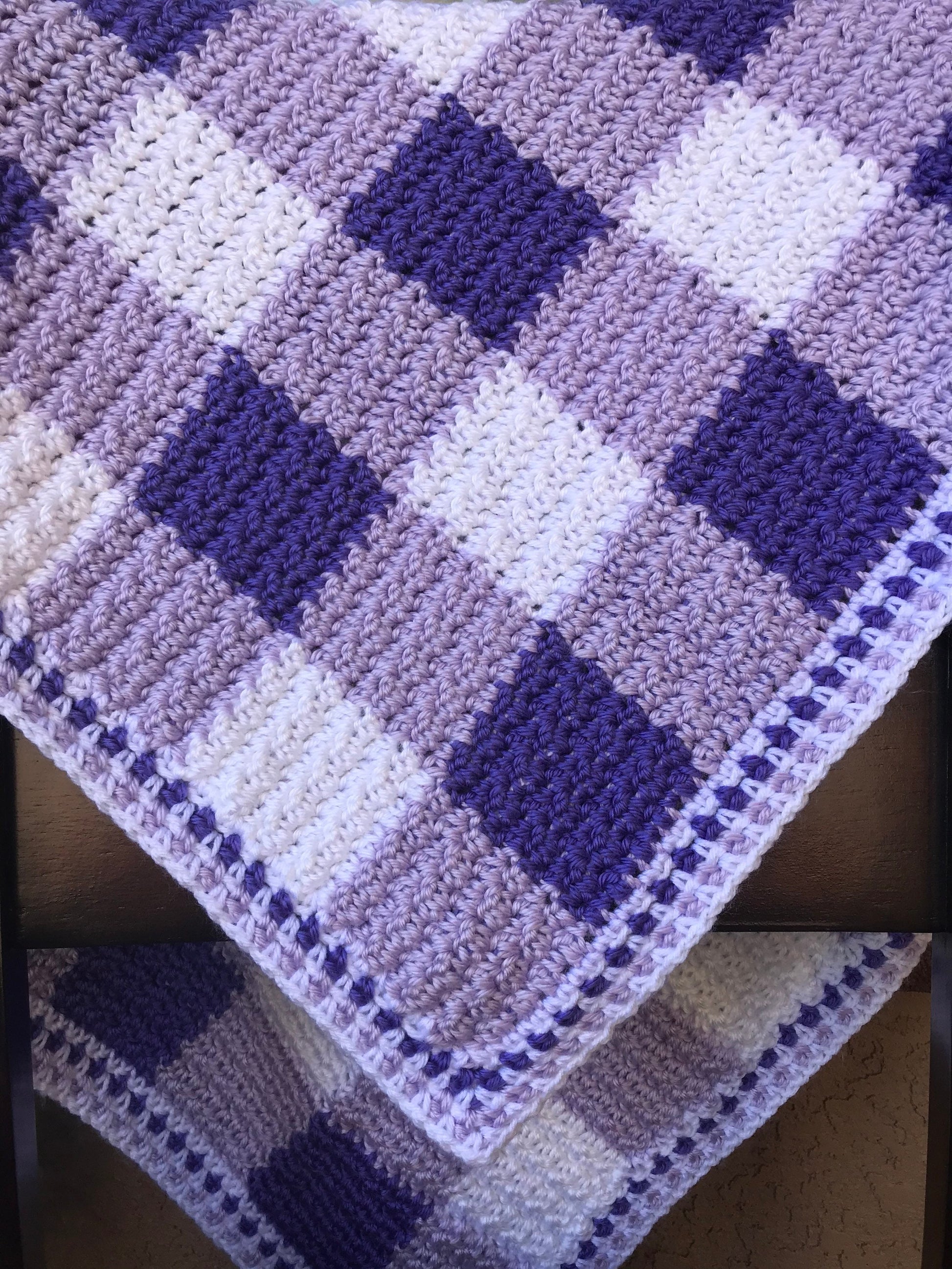 Plaid Baby blanket / Gingham Crochet Throw / Baby Shower Gift