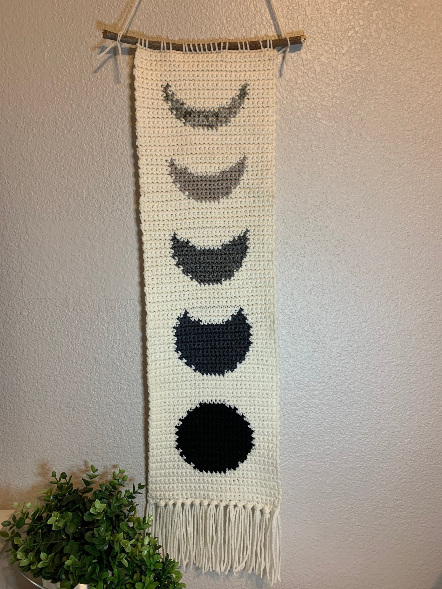 Moon Phases Wall Hanging / Farmhouse decor / Boho Retro Style Fiber Wall Art