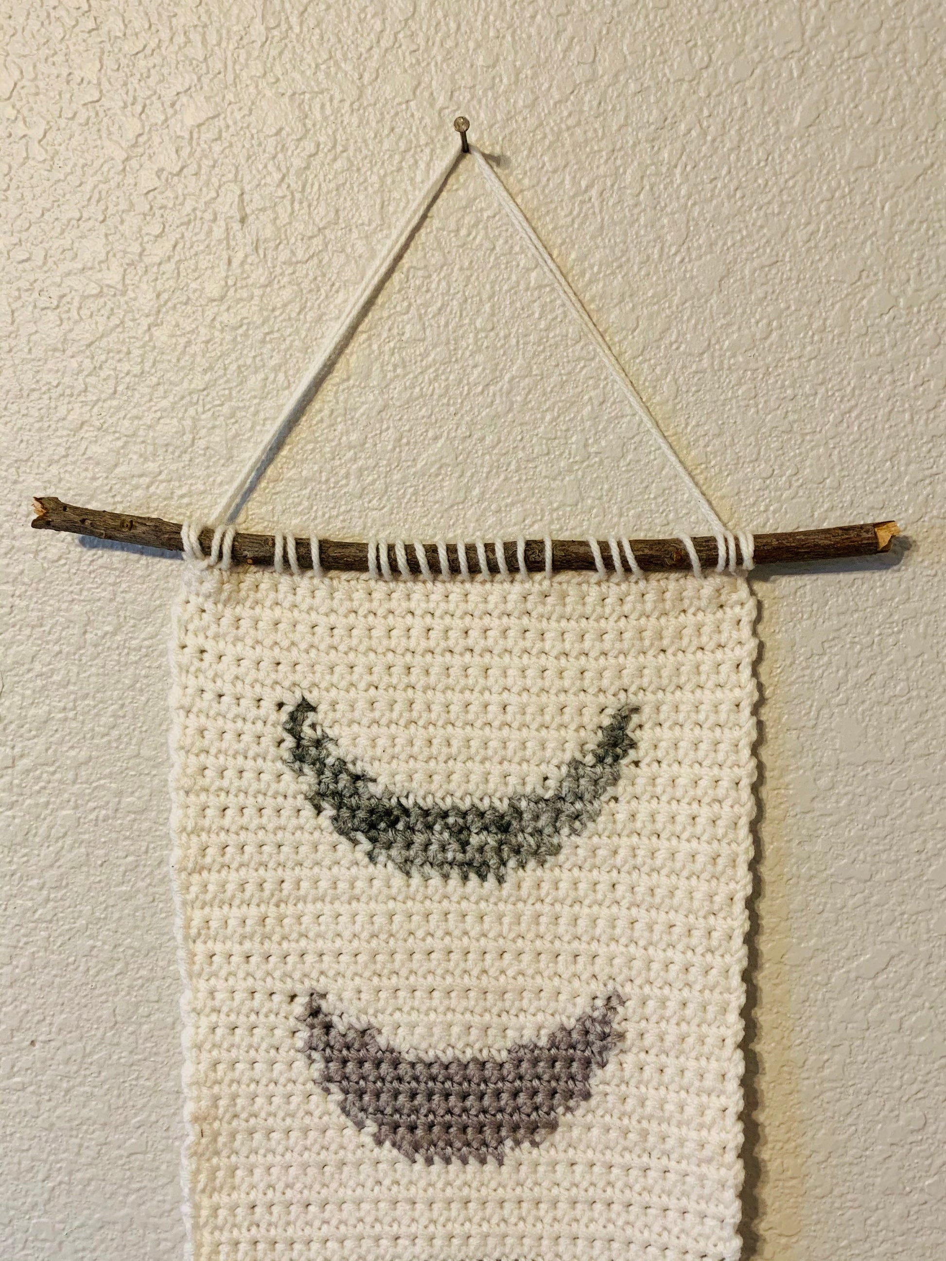 Moon Phases Wall Hanging / Farmhouse decor / Boho Retro Style Fiber Wall Art