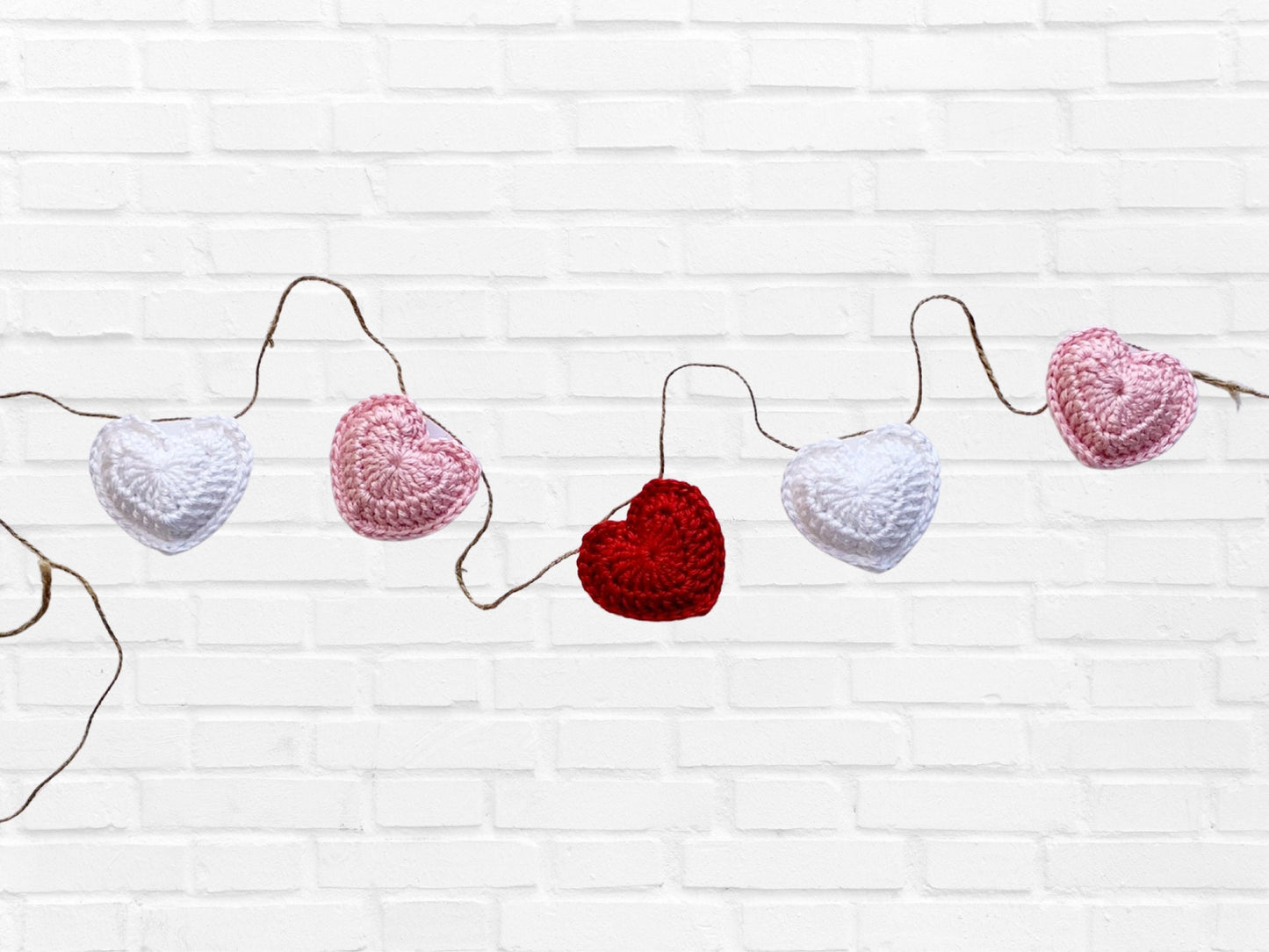 Puffy Heart Garland / Nursery Decor / Home & Office Holiday decoration / Crochet Heart / Baby and Bridal Shower Decorations