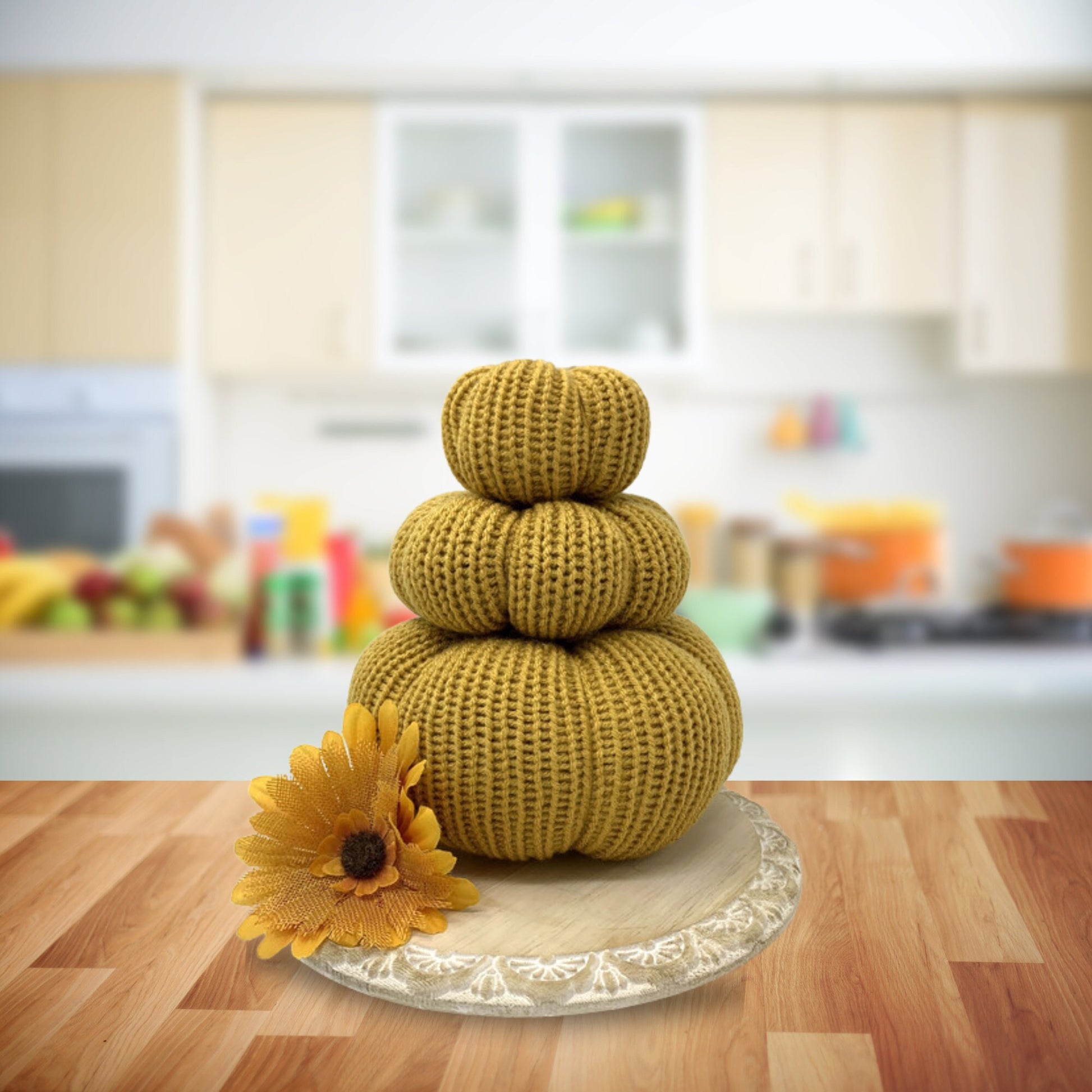 Fall Pumpkin Stacks / Autumn Tiered Tray Decor / Rustic Farmhouse Decorations