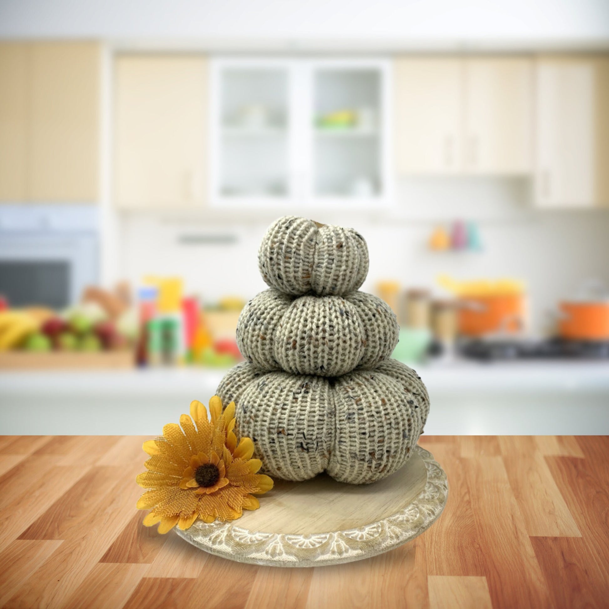 Fall Pumpkin Stacks / Autumn Tiered Tray Decor / Rustic Farmhouse Decorations