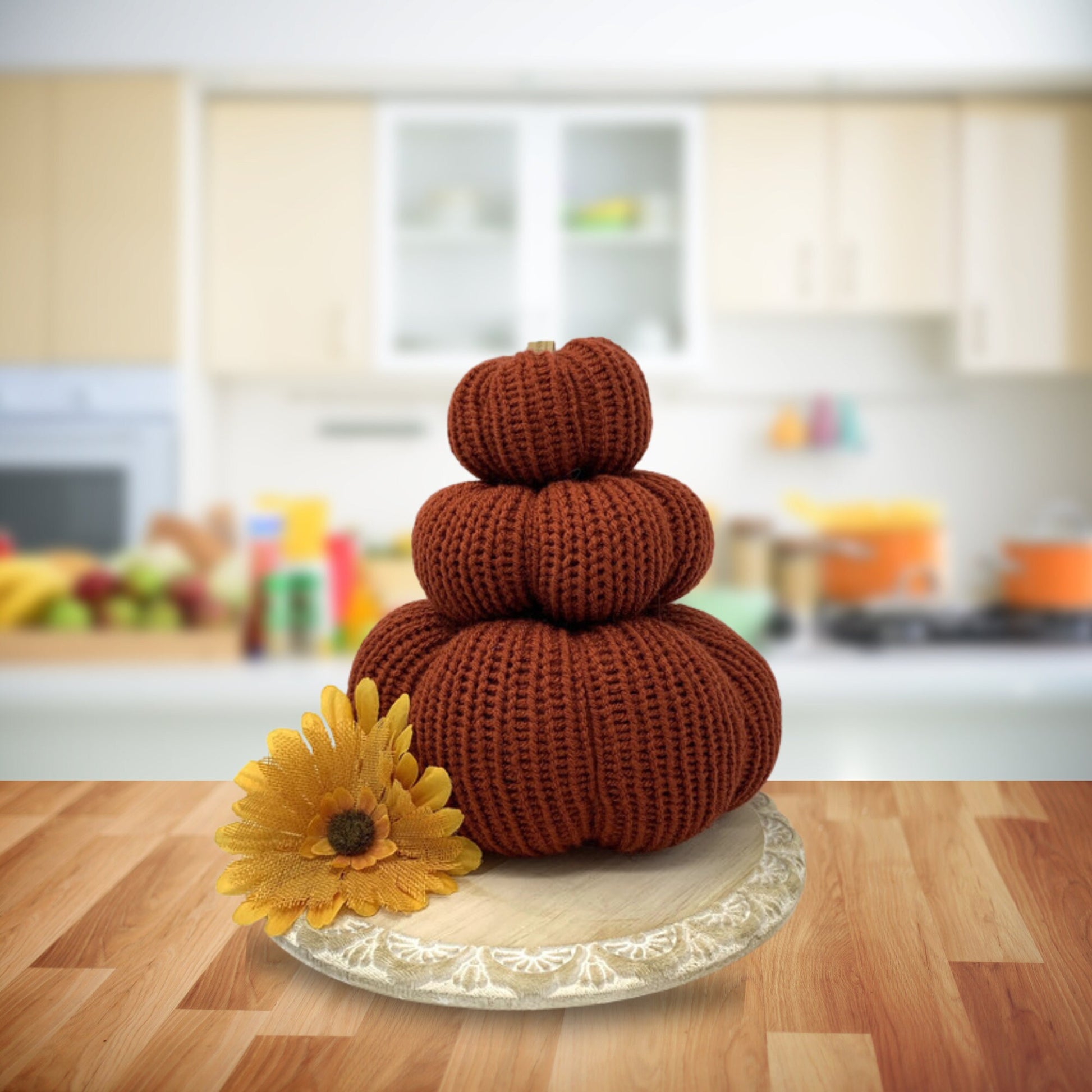 Fall Pumpkin Stacks / Autumn Tiered Tray Decor / Rustic Farmhouse Decorations