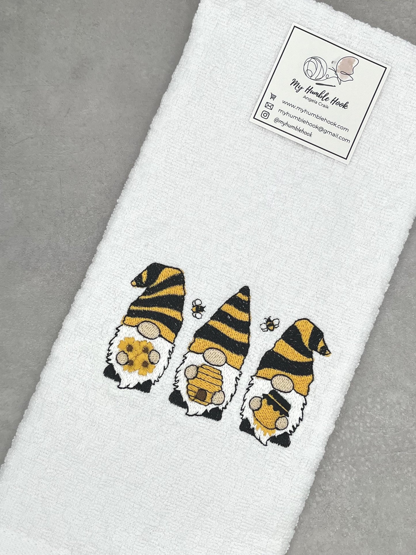 Bumblebee Gnome Trio Kitchen Towel / Summer Decorative Homeware