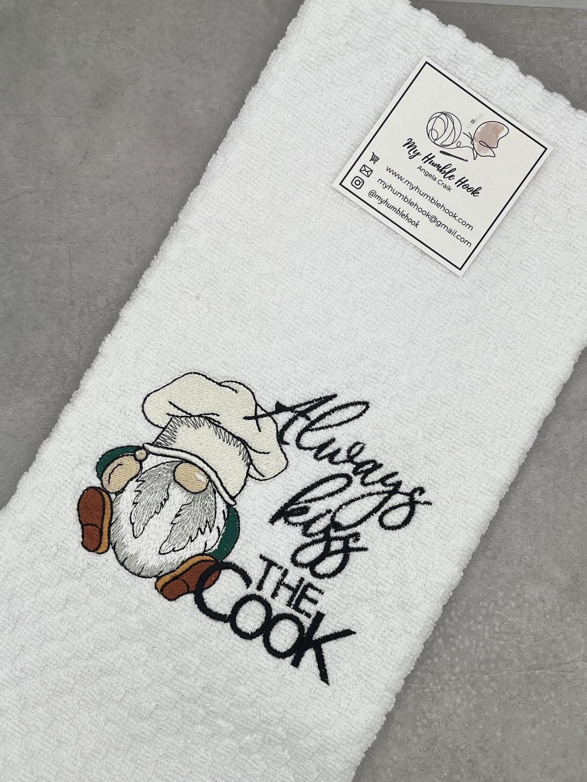 Always Kiss the Cook Chef Gnome Kitchen Towel