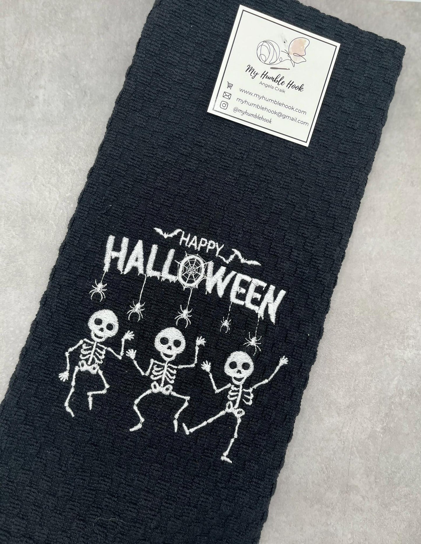 Dancing Skeletons Happy Halloween Fall Decorative Towel