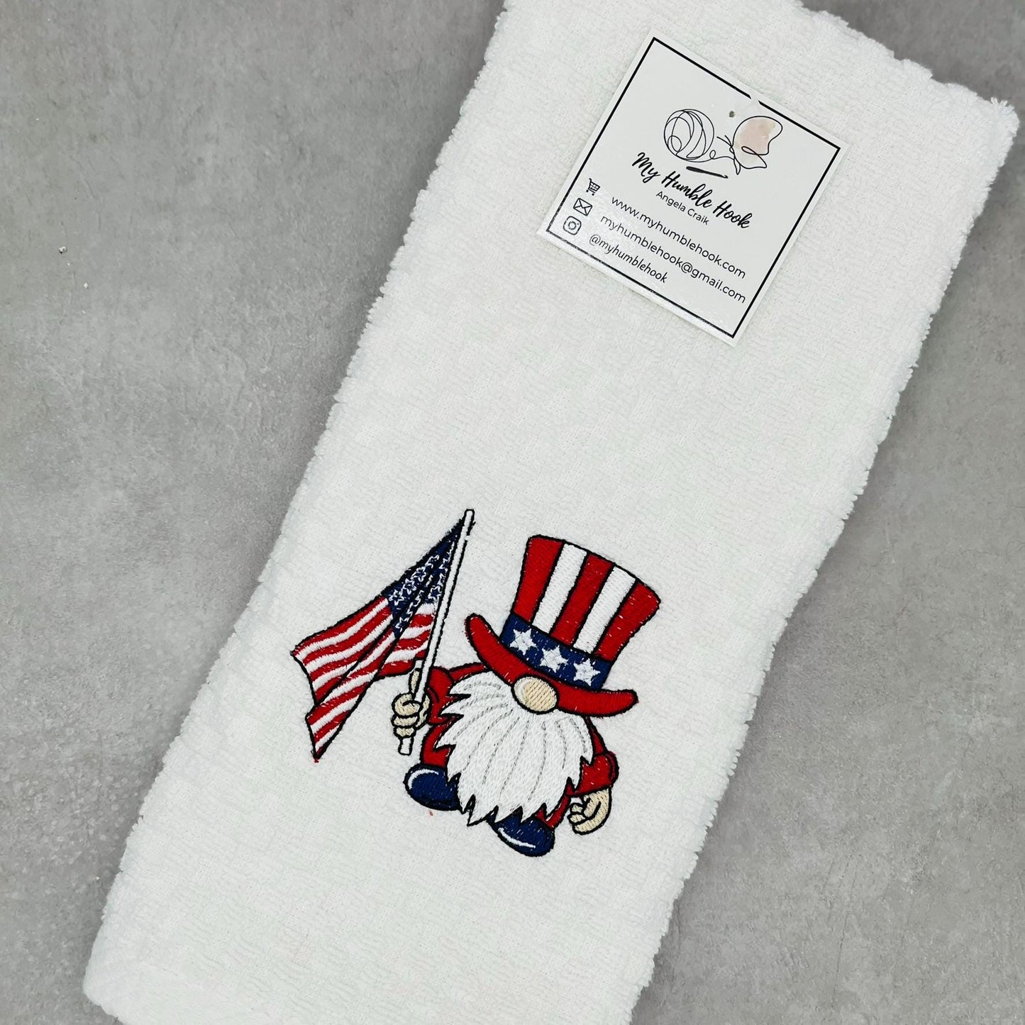 Uncle Sam 4th of July Patriotic Gnome Trio Kitchen Towel