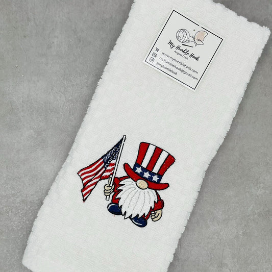 Uncle Sam 4th of July Patriotic Gnome Trio Kitchen Towel
