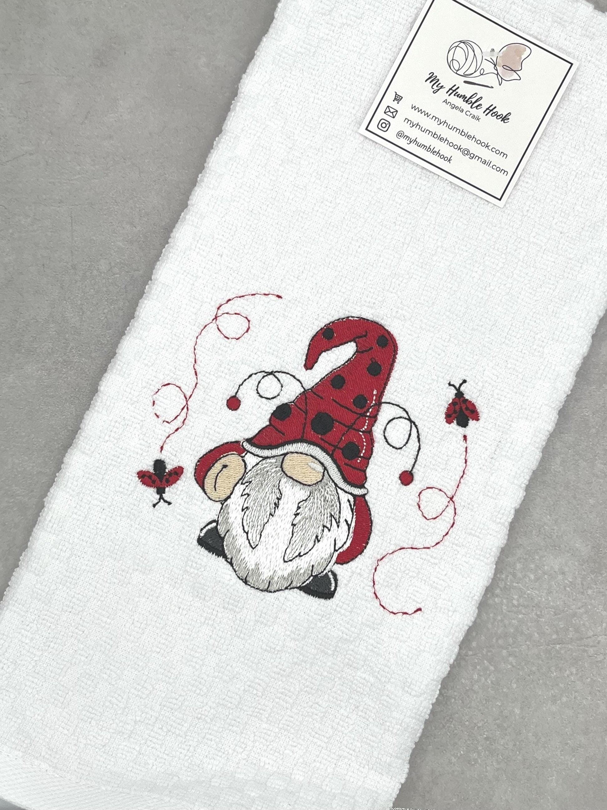 Ladybug Gnome Kitchen Towel / Summer Decorative Homeware