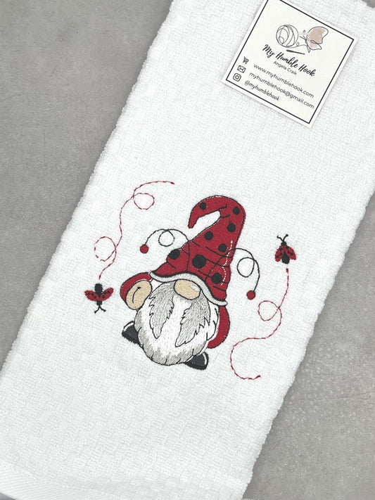 Ladybug Gnome Kitchen Towel / Summer Decorative Homeware