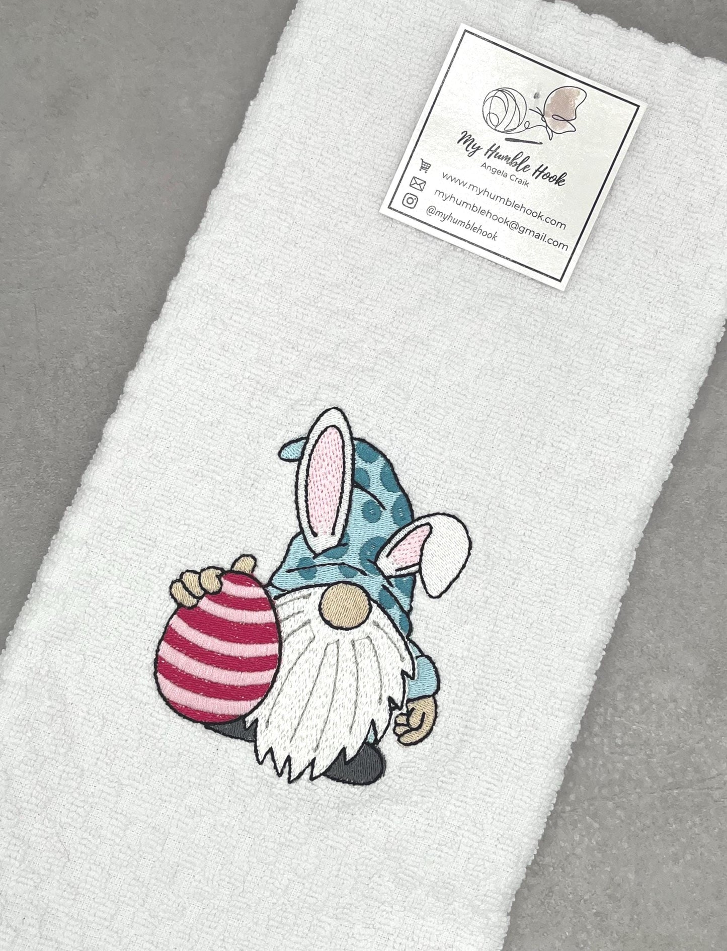 Easter Bunny and Egg Gnome Kitchen Towel