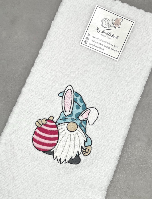 Easter Bunny and Egg Gnome Kitchen Towel