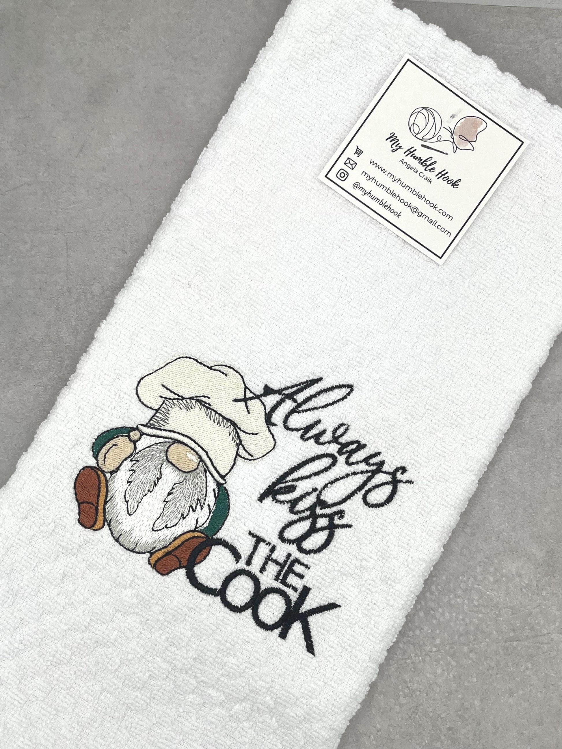 Always Kiss the Cook Chef Gnome Kitchen Towel / Summer Decorative Homeware