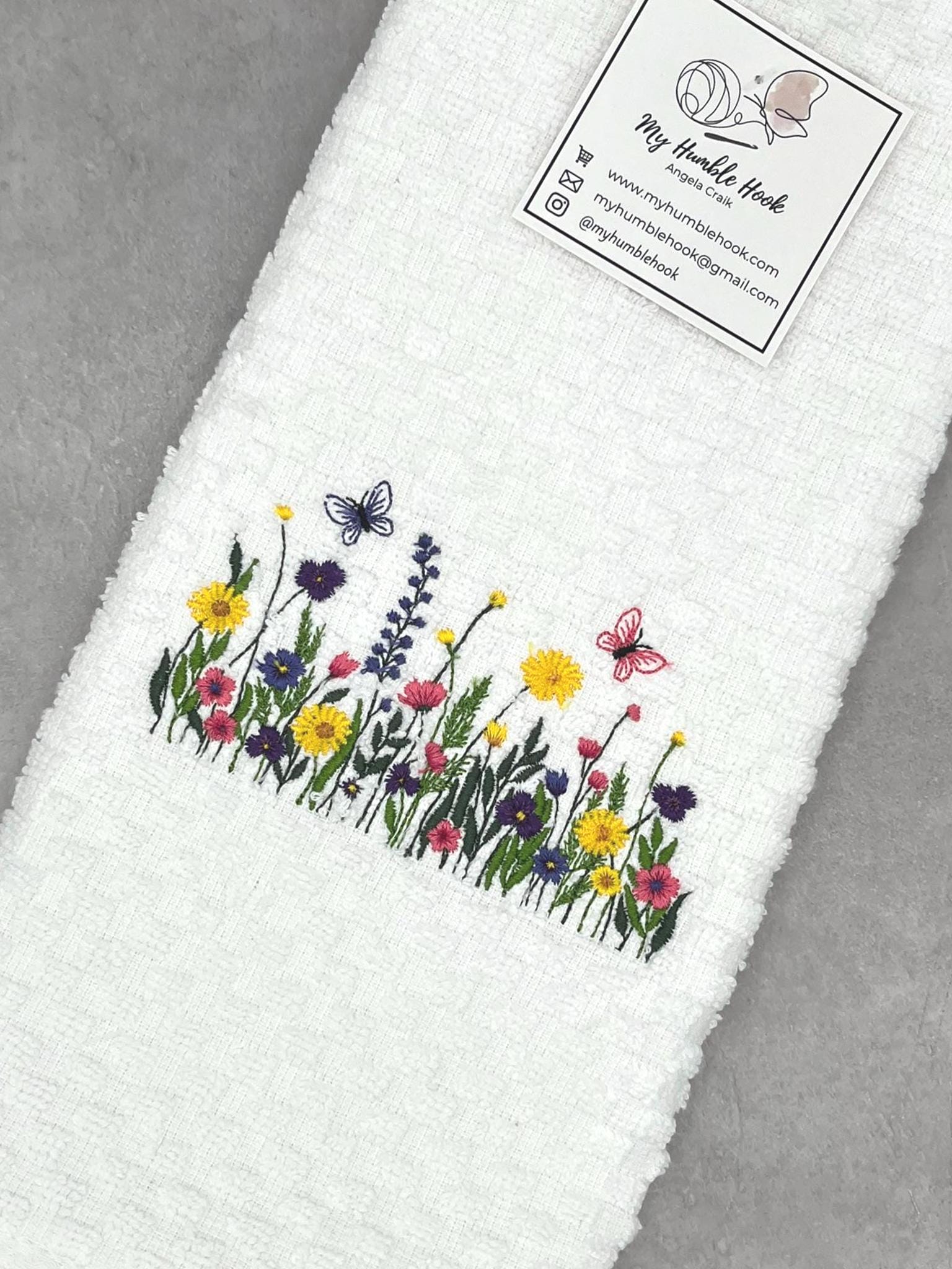 Wildflowers Embroidered Kitchen Towel