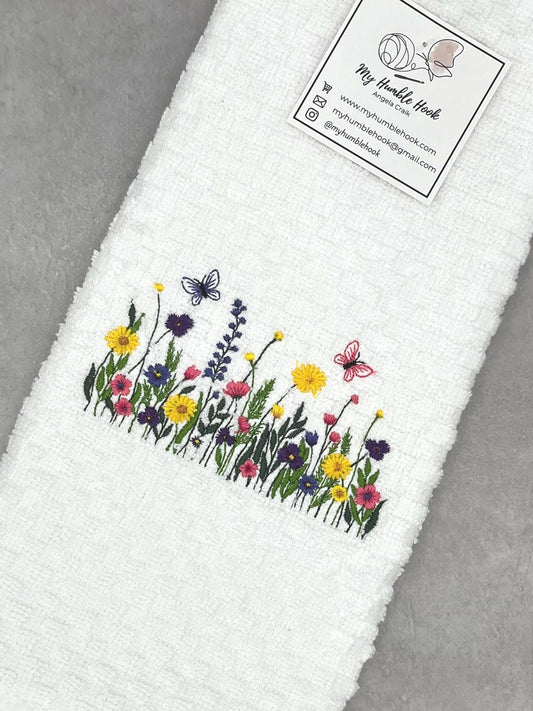 Wildflowers Embroidered Kitchen Towel