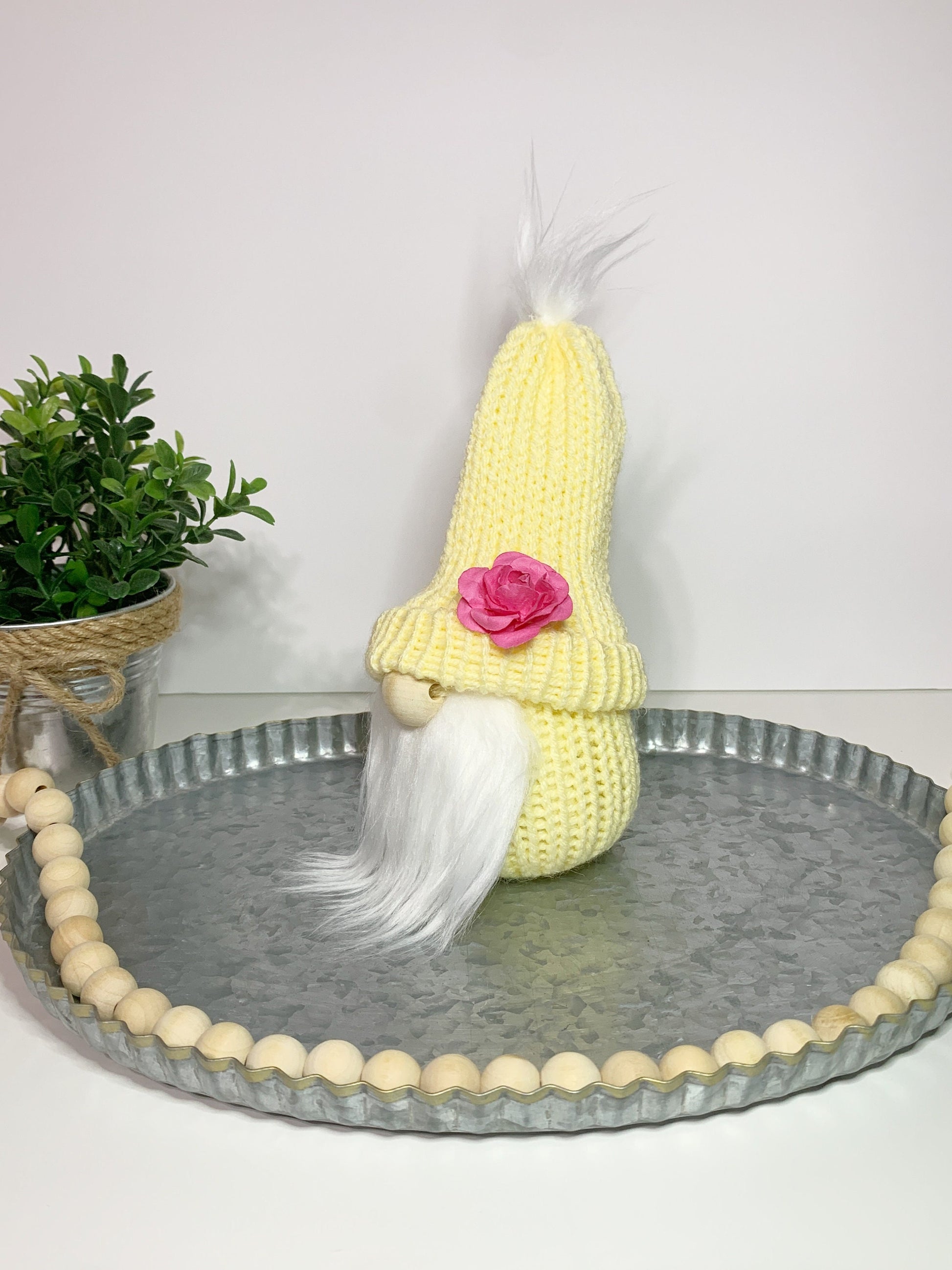Spring Roses Gnome / Tiered Tray Decor / Flower Garden Gnome