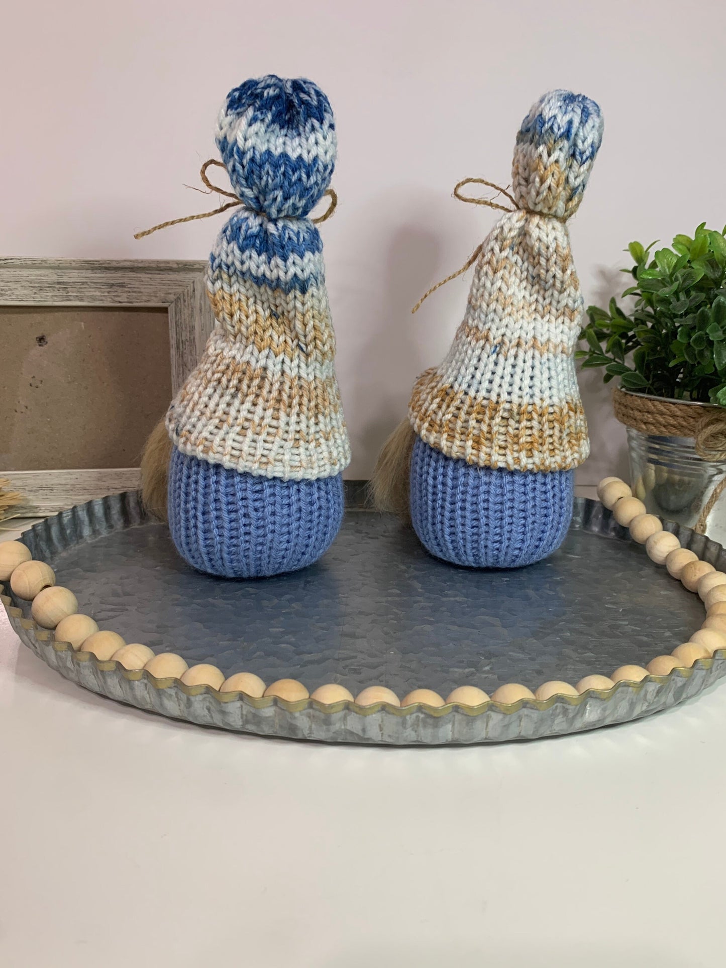 Beachy Farmhouse Gnome / Tiered Tray Decor / Rustic Gnome / Sandy beach Gnome