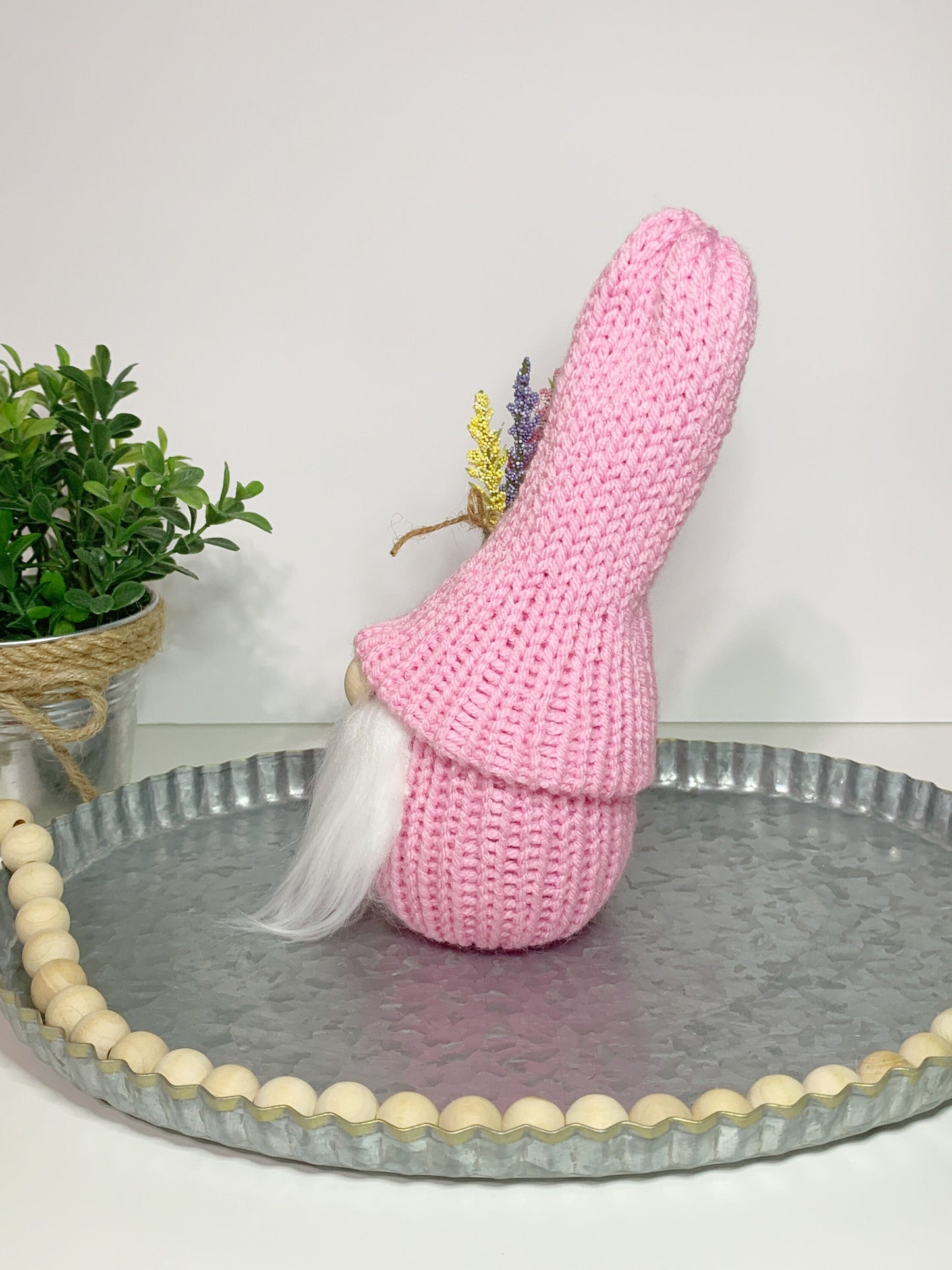 Spring Lavender Gnome / Tiered Tray Decor / Flower Garden Gnome