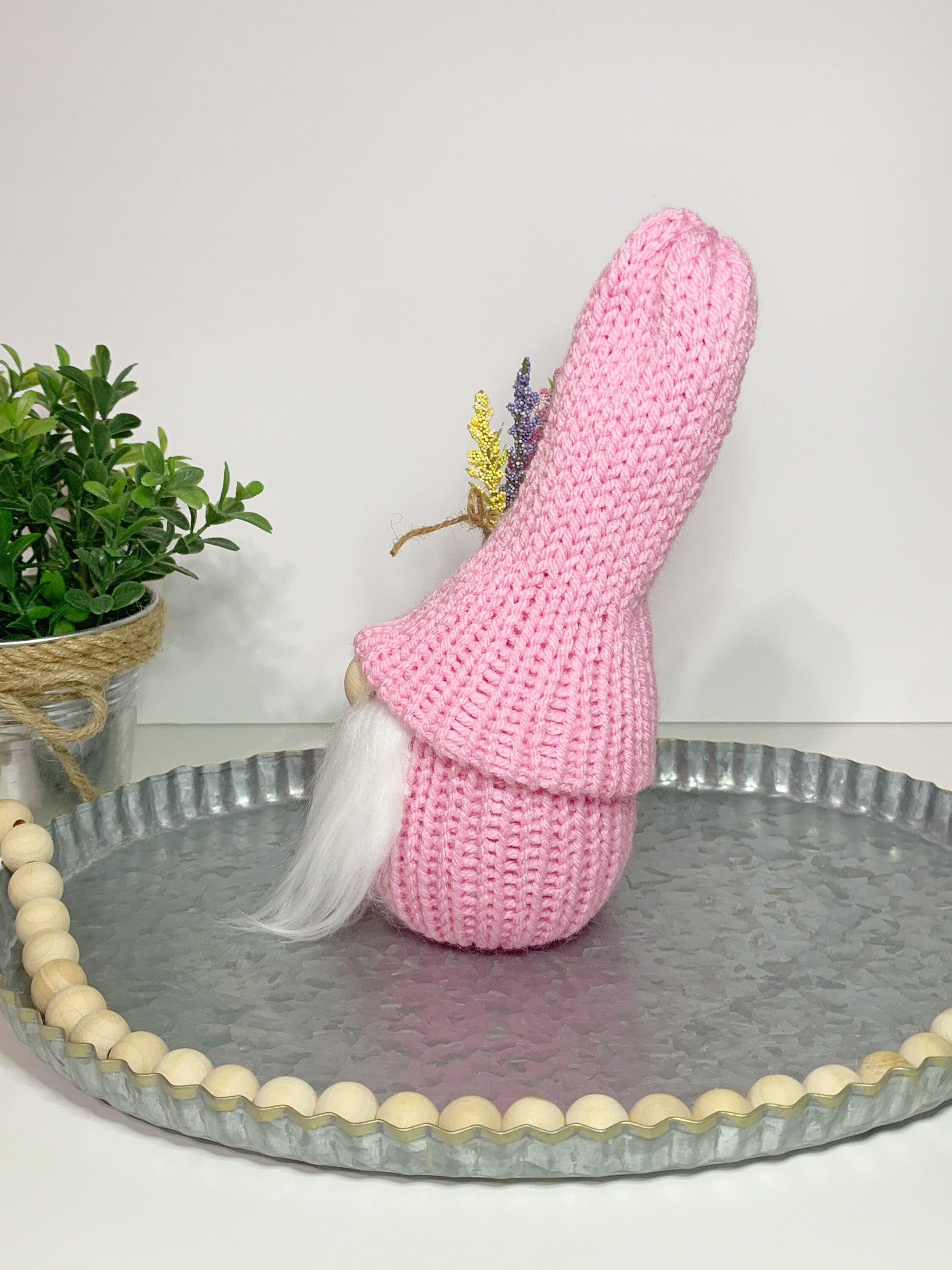 Spring Lavender Gnome / Tiered Tray Decor / Flower Garden Gnome