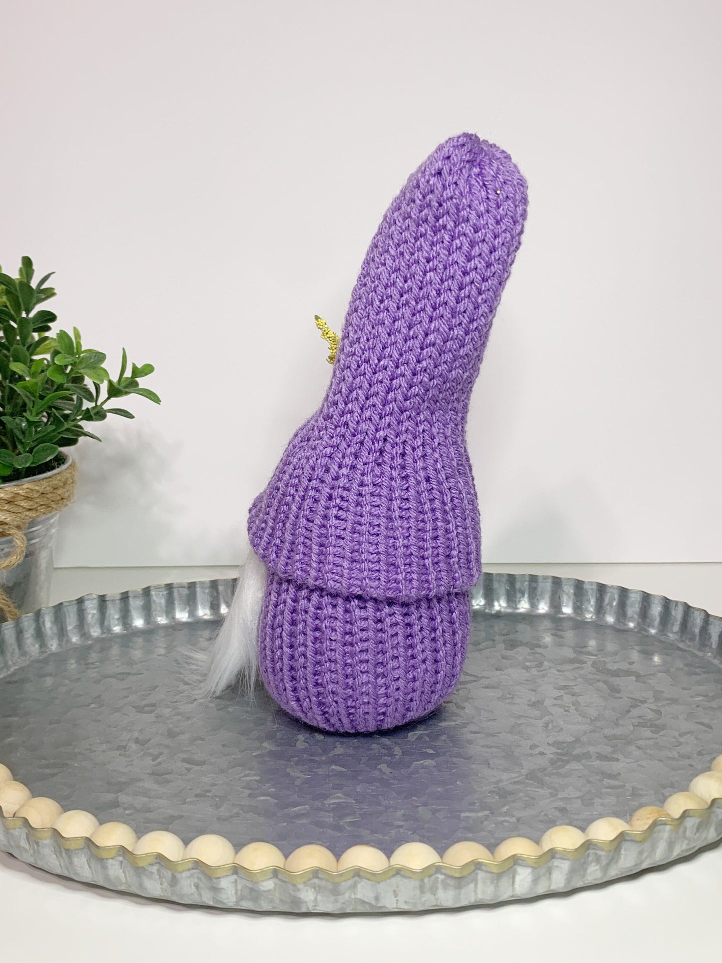 Spring Lavender Gnome / Tiered Tray Decor / Flower Garden Gnome