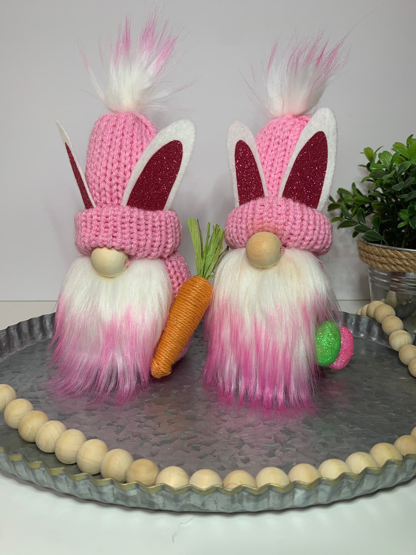 Easter Farmhouse Gnome / Tiered Tray Decor / Rustic Spring Gnome / Bunny Rabbit Gnome