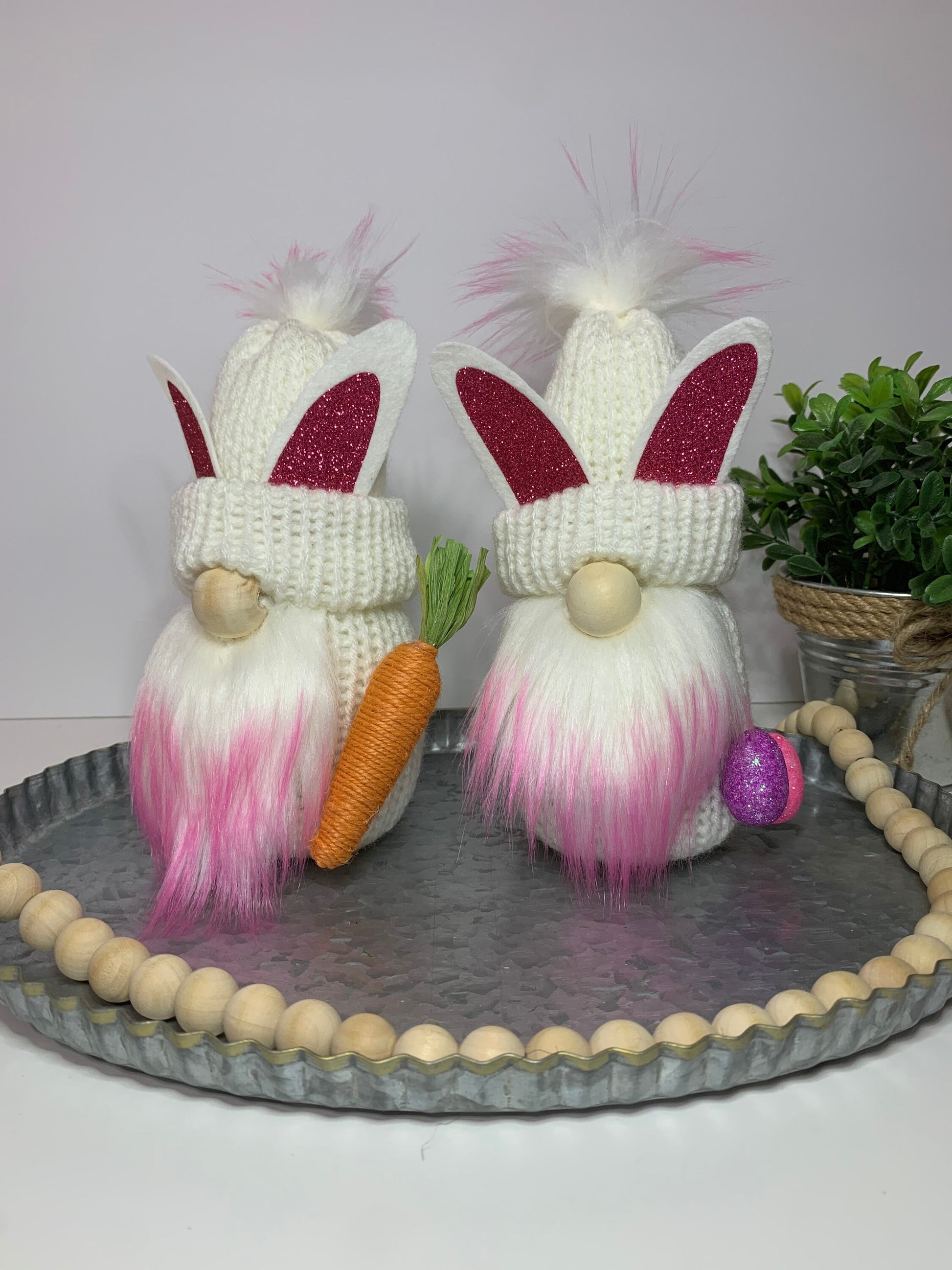 Easter Farmhouse Gnome / Tiered Tray Decor / Rustic Spring Gnome / Bunny Rabbit Gnome