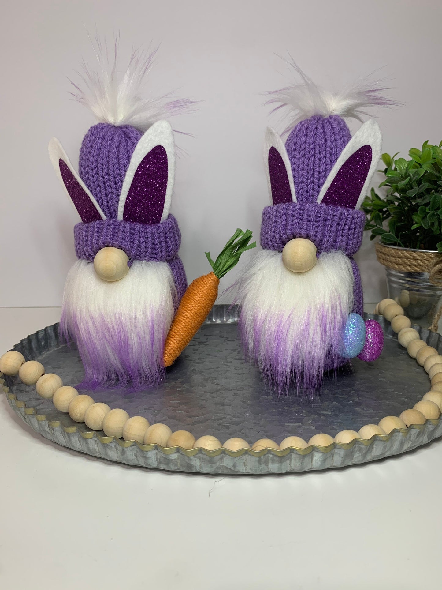 Easter Farmhouse Gnome / Tiered Tray Decor / Rustic Spring Gnome / Bunny Rabbit Gnome