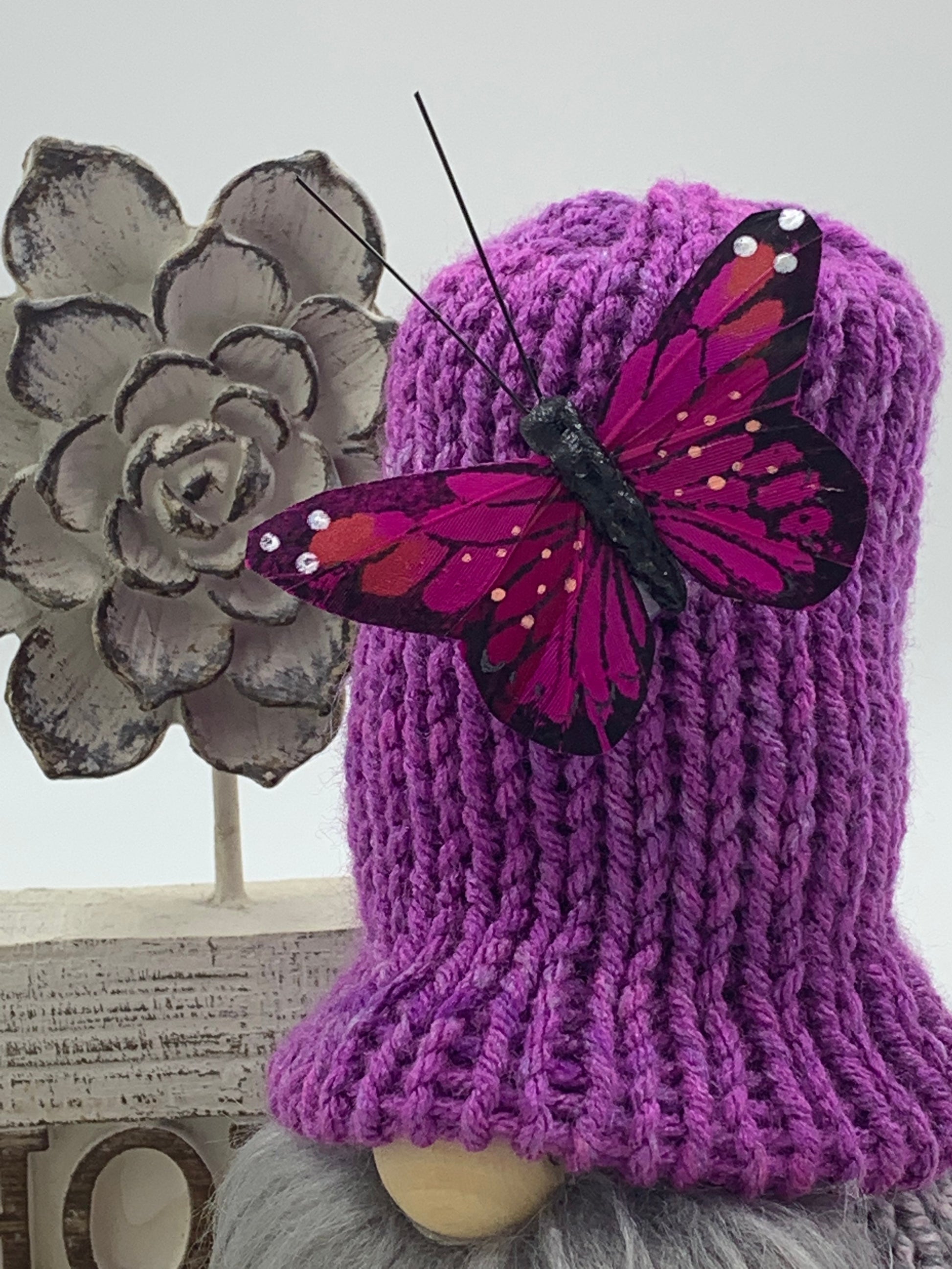 Butterfly Gnome / Tiered Tray Decor / Flower Garden Gnome