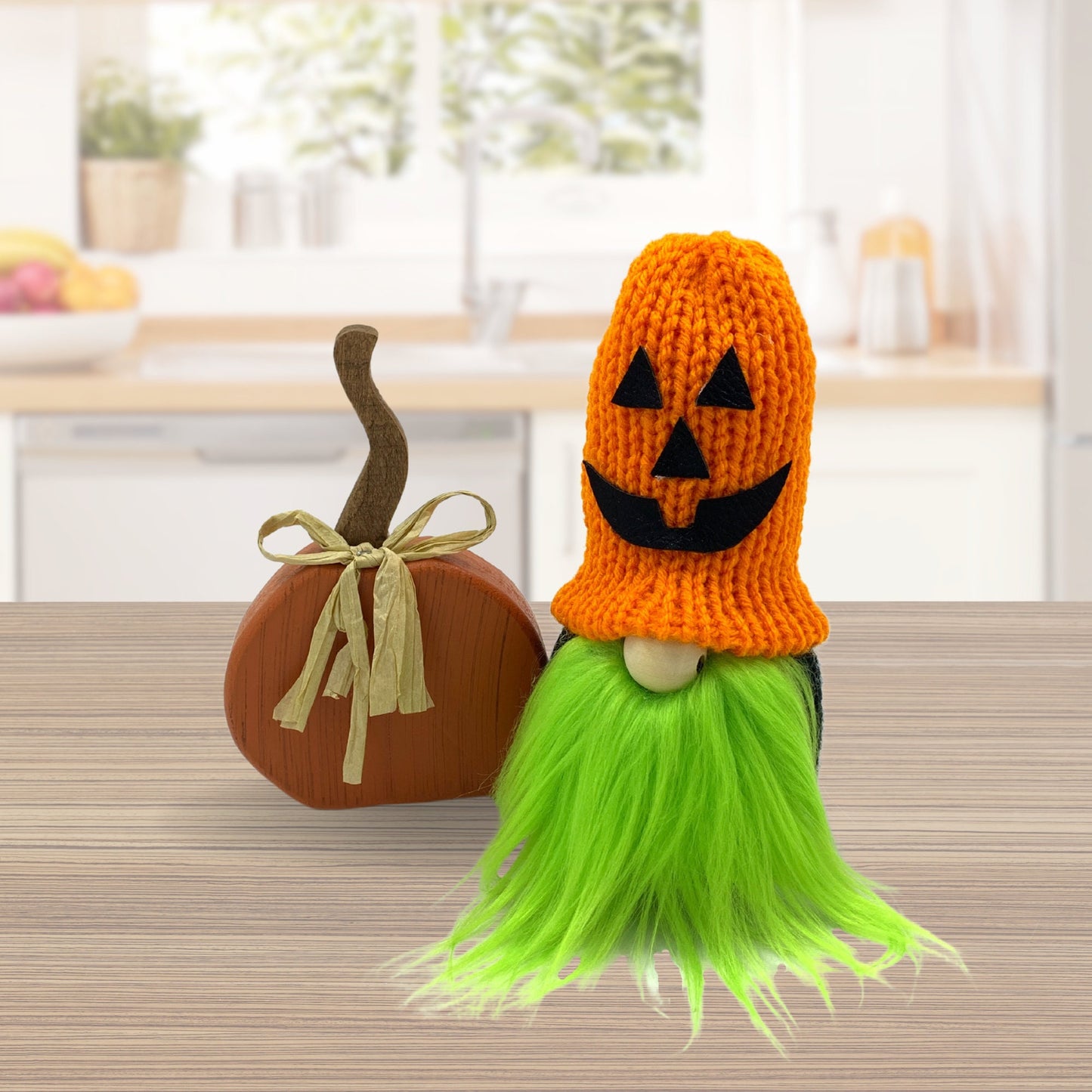 Halloween Gnome / Pumpkin Tiered Tray Decor / Rustic Gnome / Jack O' Lantern Gnome