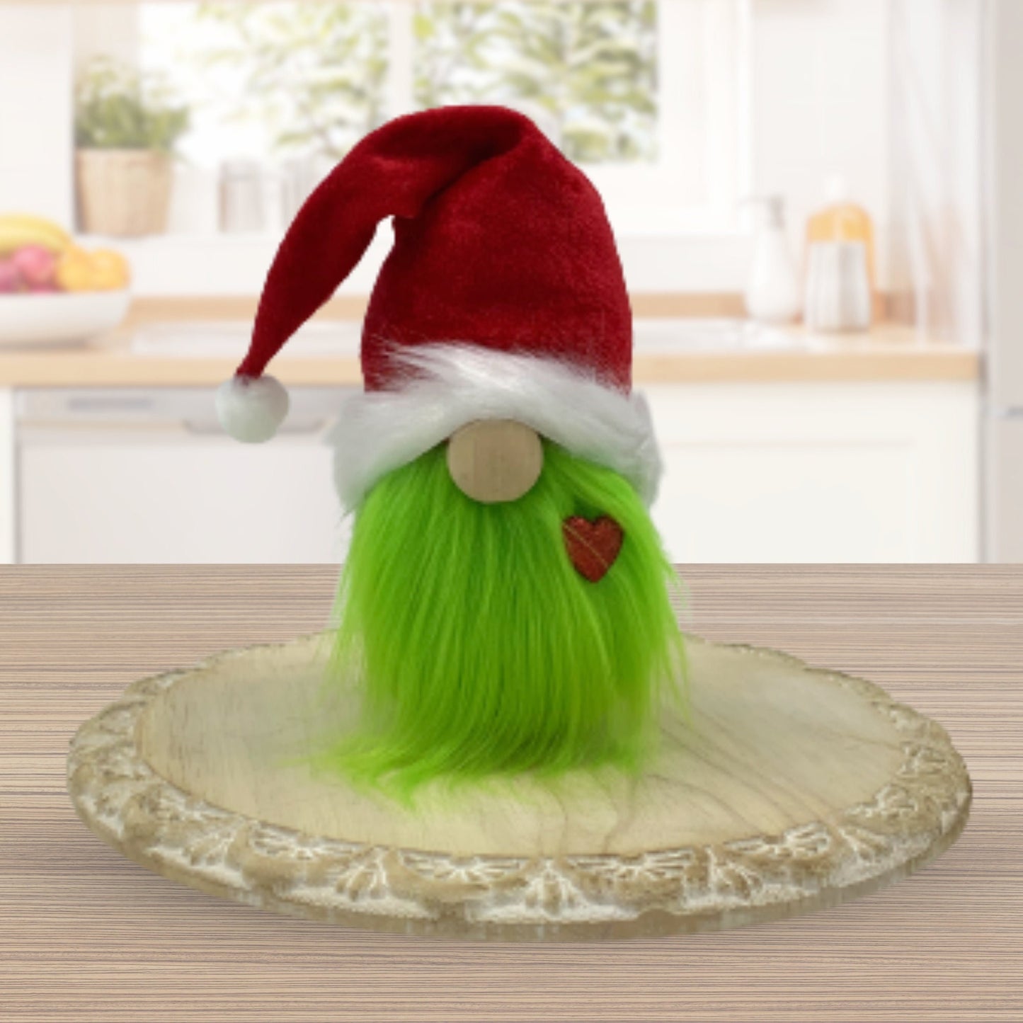 Grumpy Green Gnome / Christmas Tiered Tray Decor / Winter Gnome Decorations