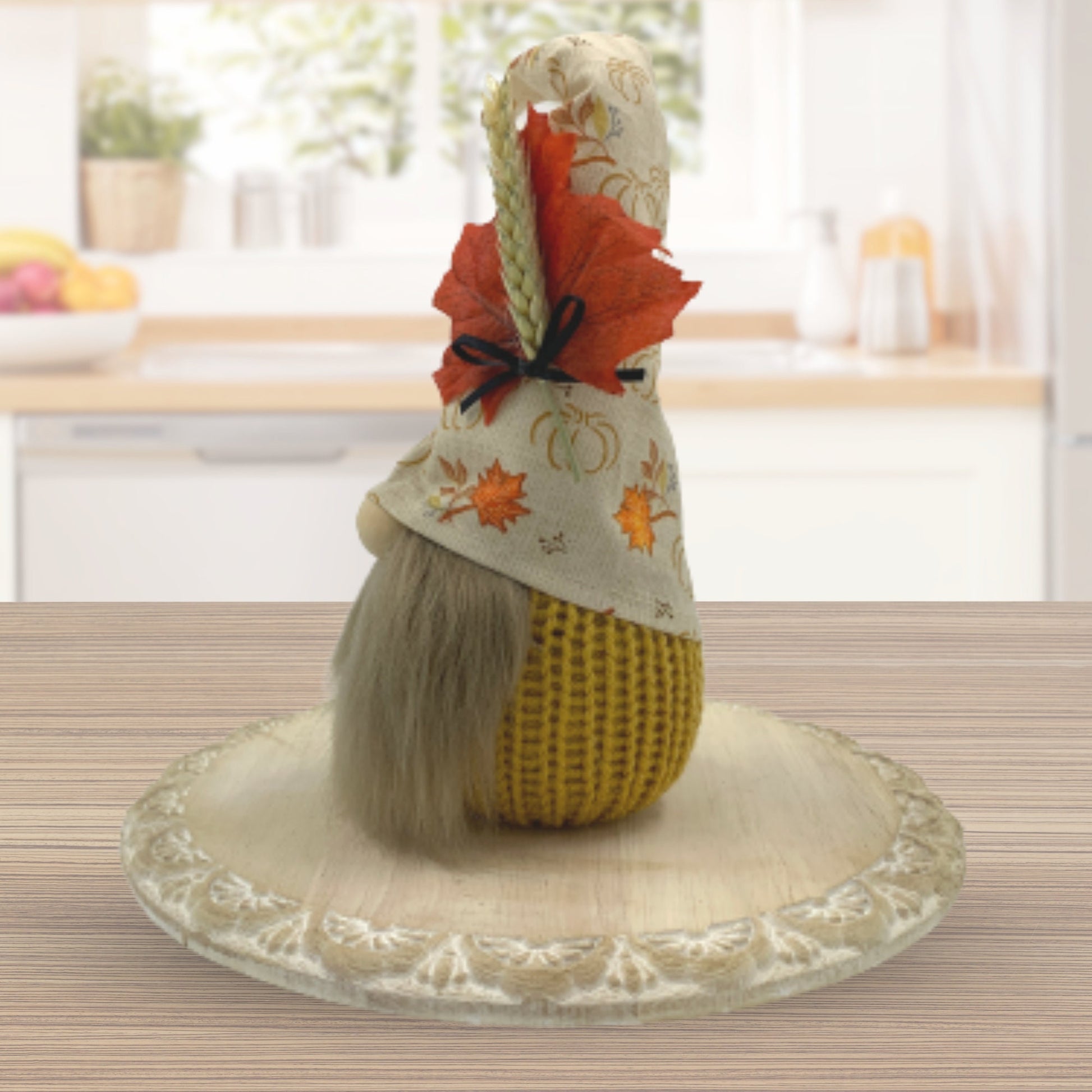 Pumpkins and Falling Leaves Gnome / Autumn Harvest Tiered Tray Decor / Fall Gnome Decorations